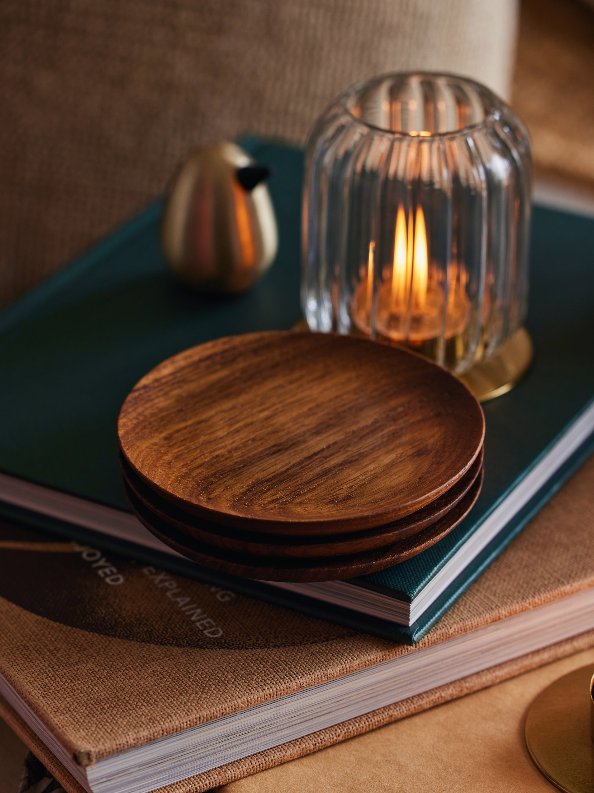 Coasters as a part of the gift set.