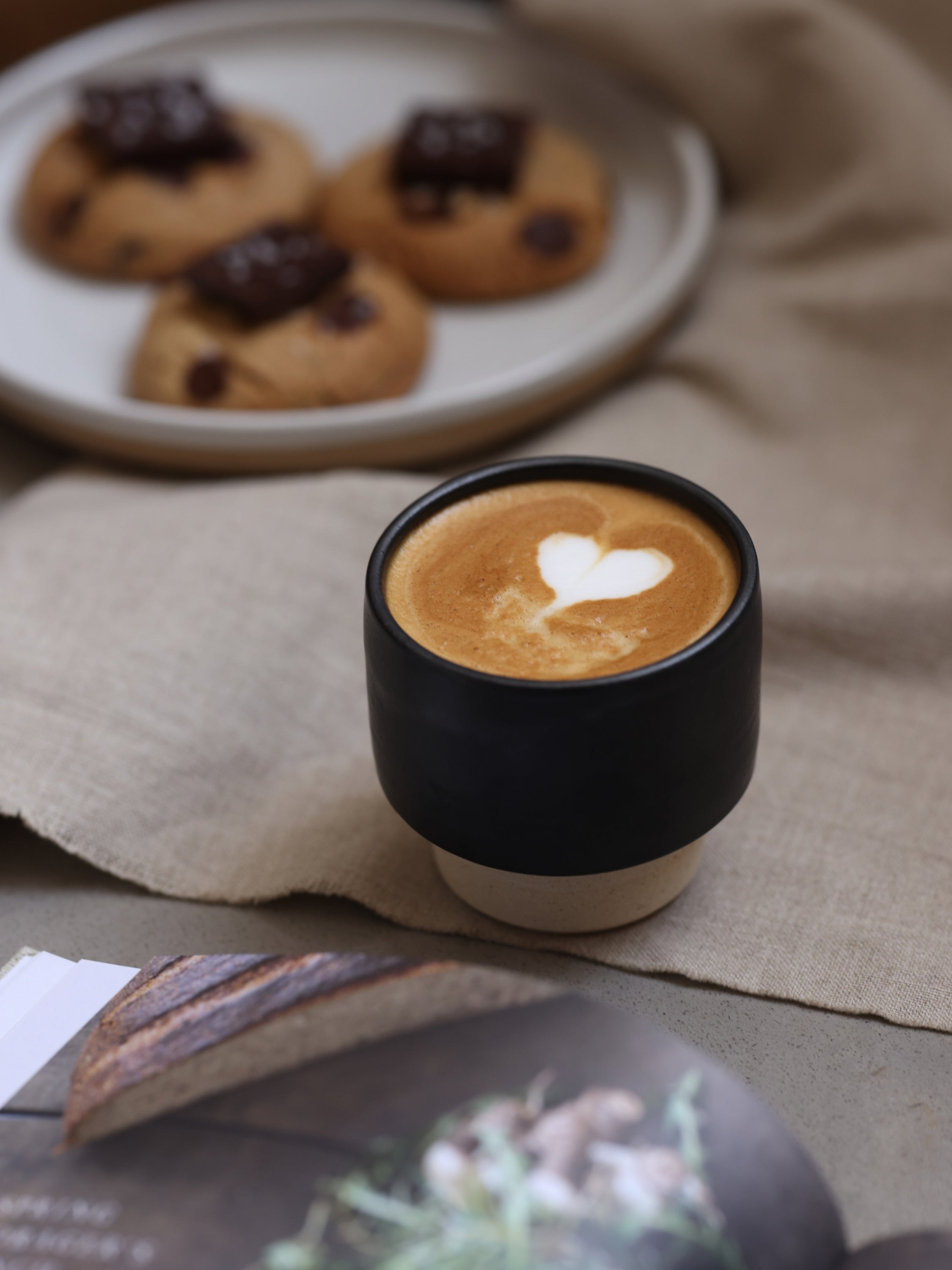 Frangipani Gift Set, Stackable Charcoal Cups & Teak Coasters