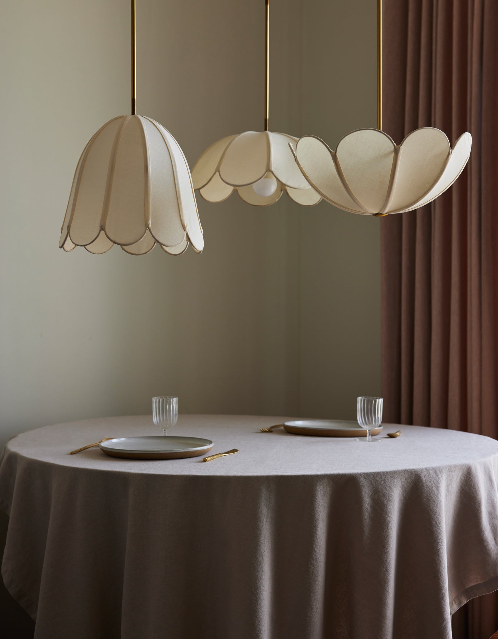 White hanging lamps.