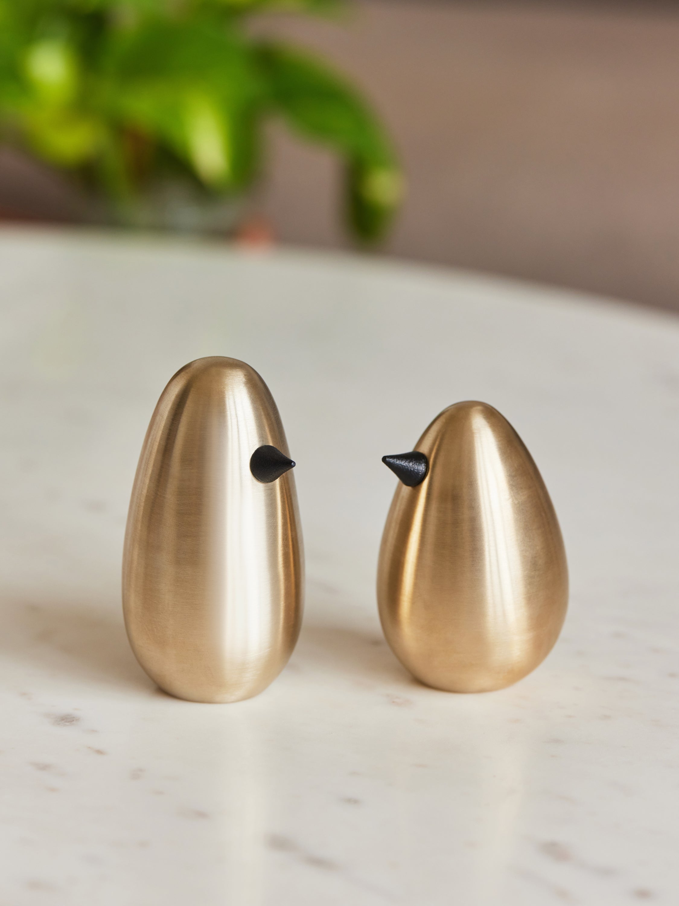 Brass minimal bird figurines set