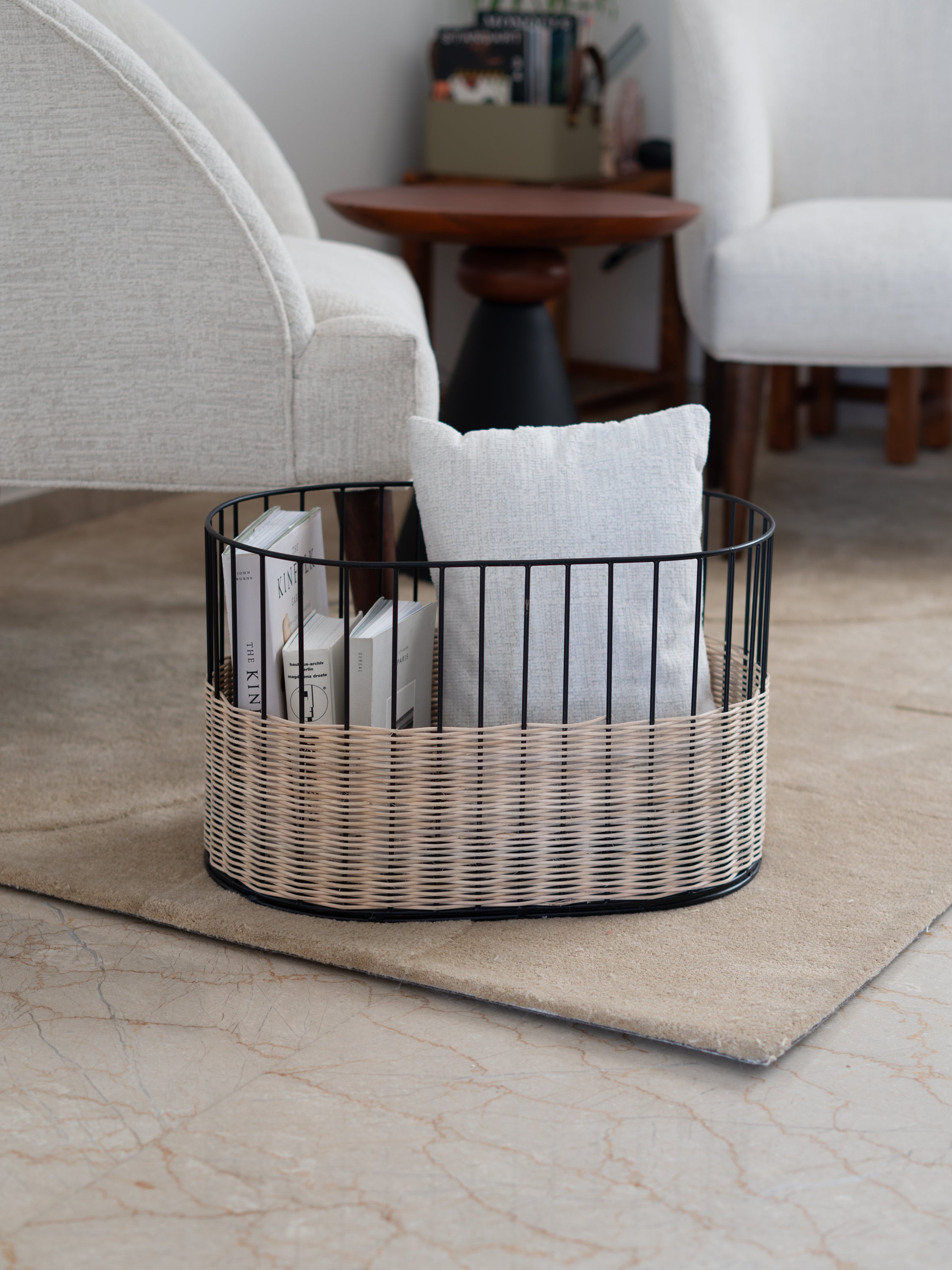 rattan storage basket for living room