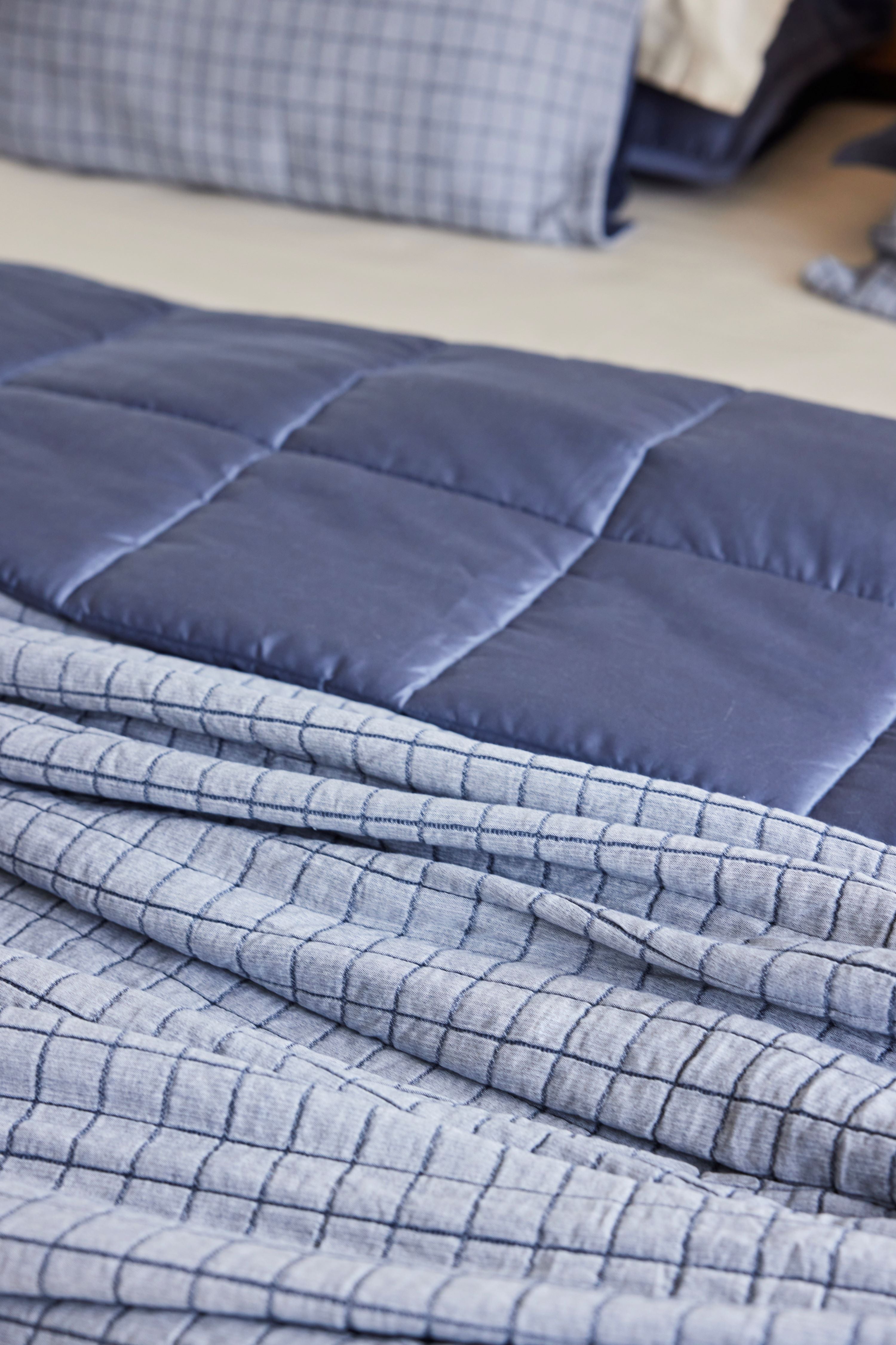 Chambray Blue Matelassé Coverlet Detail