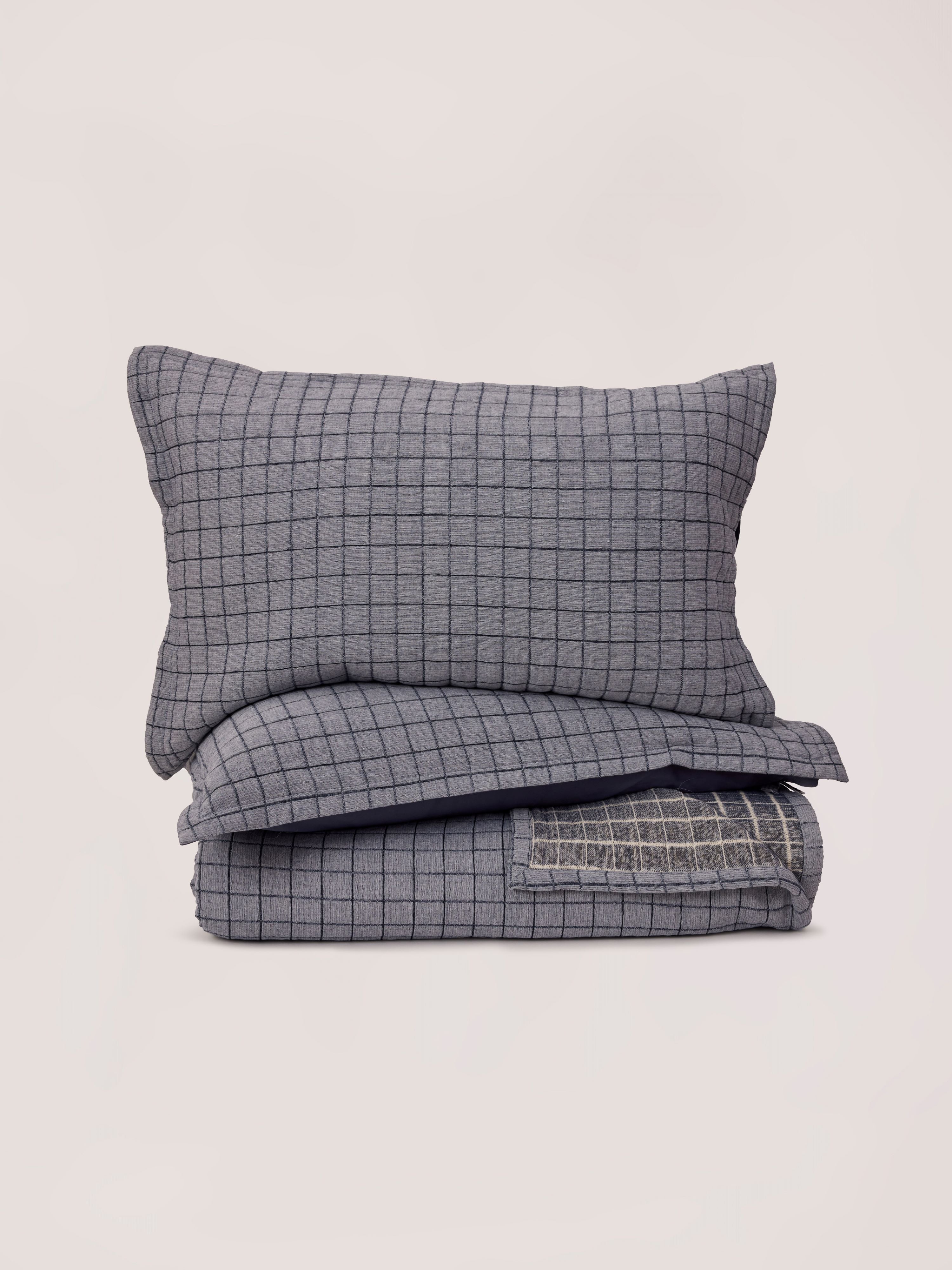 Chambray Blue Matelassé Coverlet Set, 100% Organic Cotton
