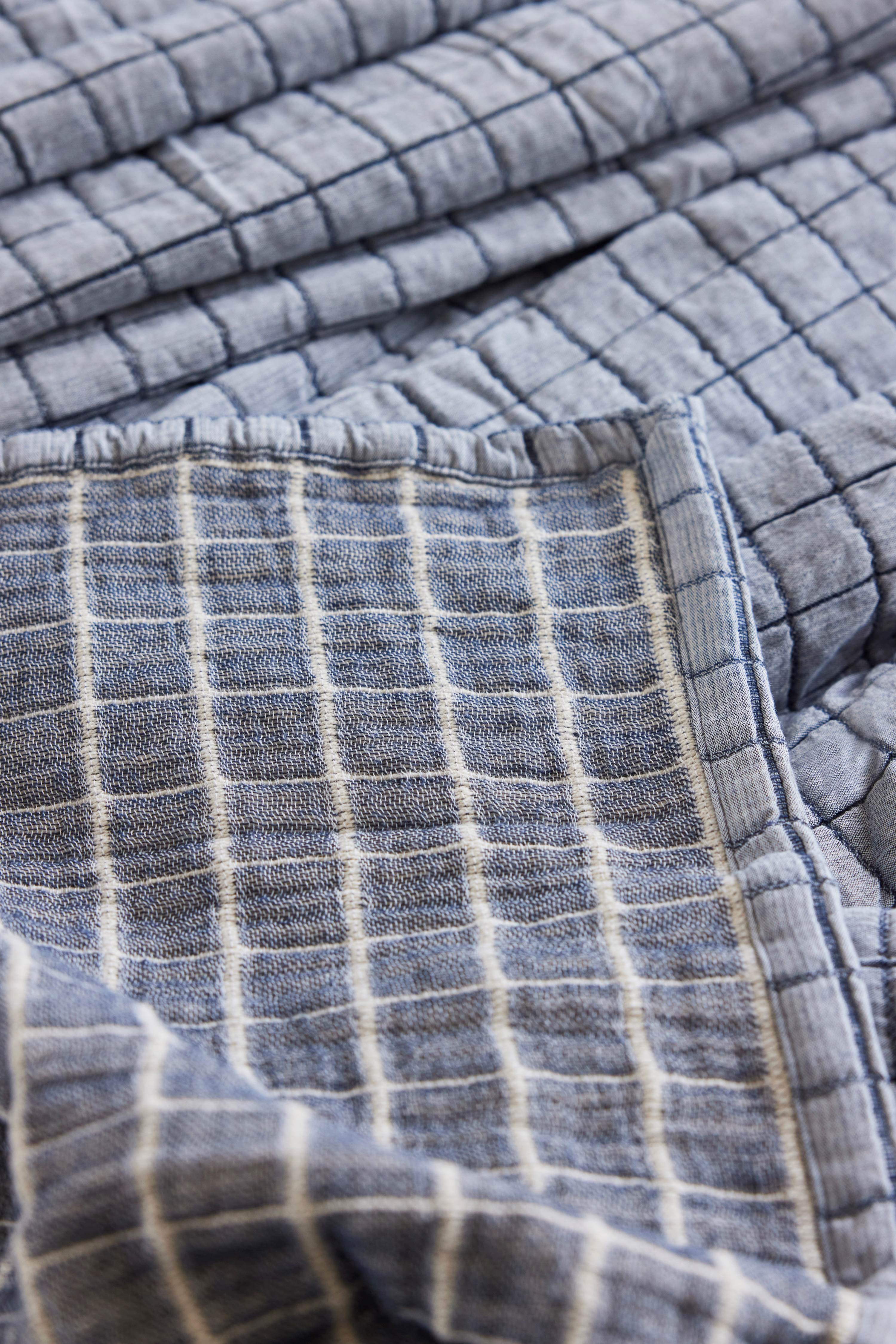 Chambray Blue Matelassé Coverlet Set Reverse Side