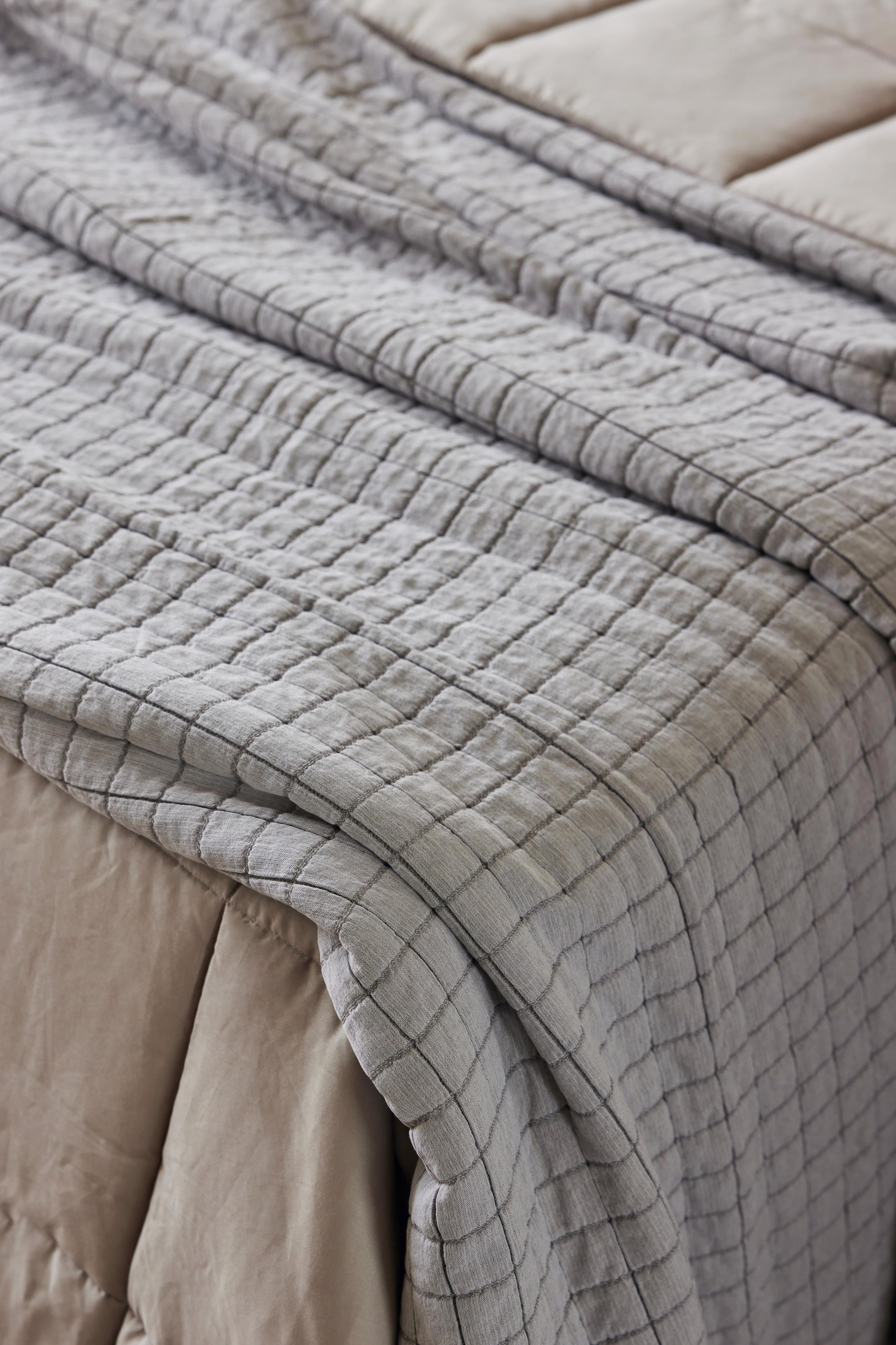 Grey Natural Matelassé Coverlet set