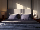 Dusk Luxe Sateen Flat Sheet Set With Matelasse Coverlet And Basketweave Quilt