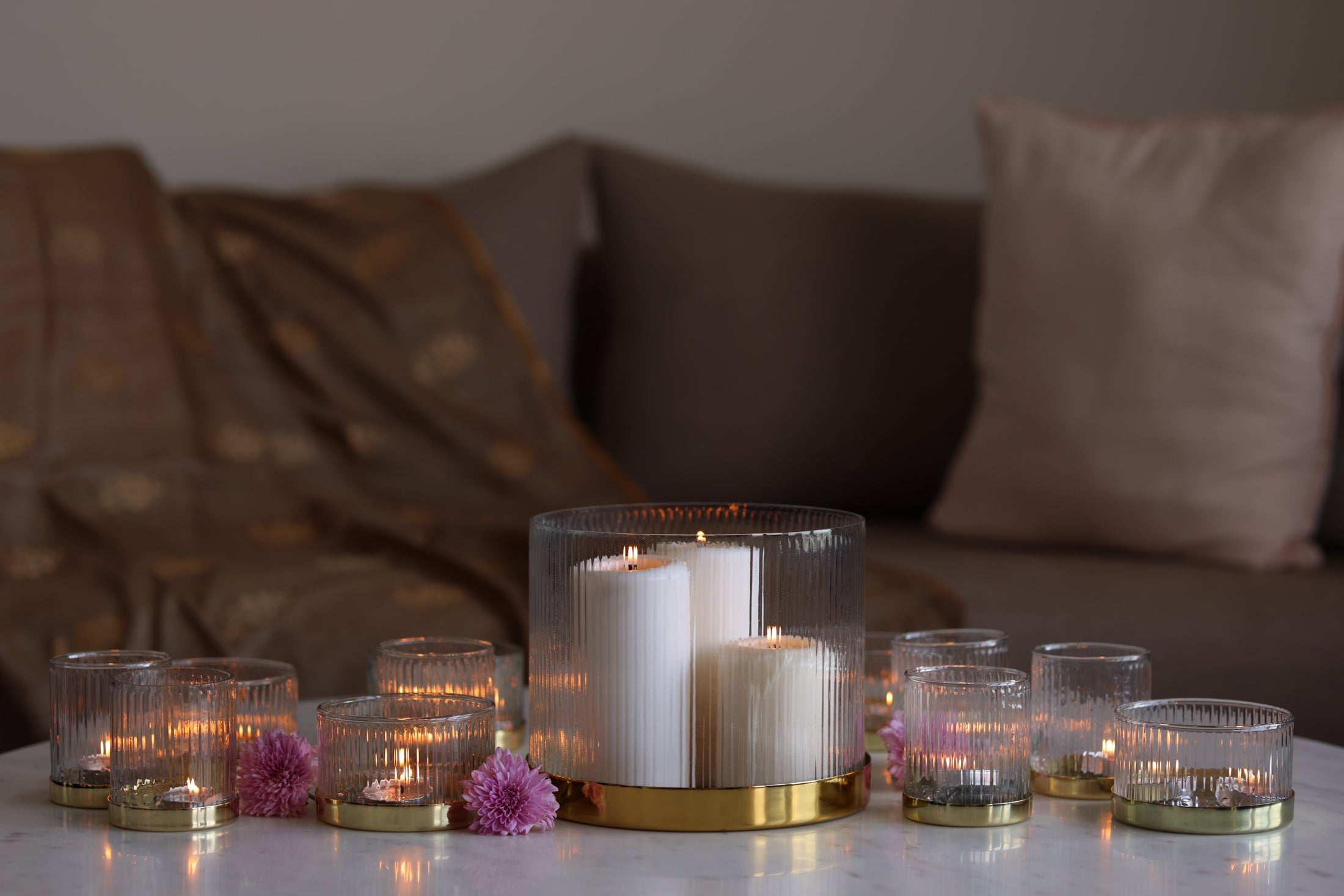 Fluted Glass Vase & Votives Bundle