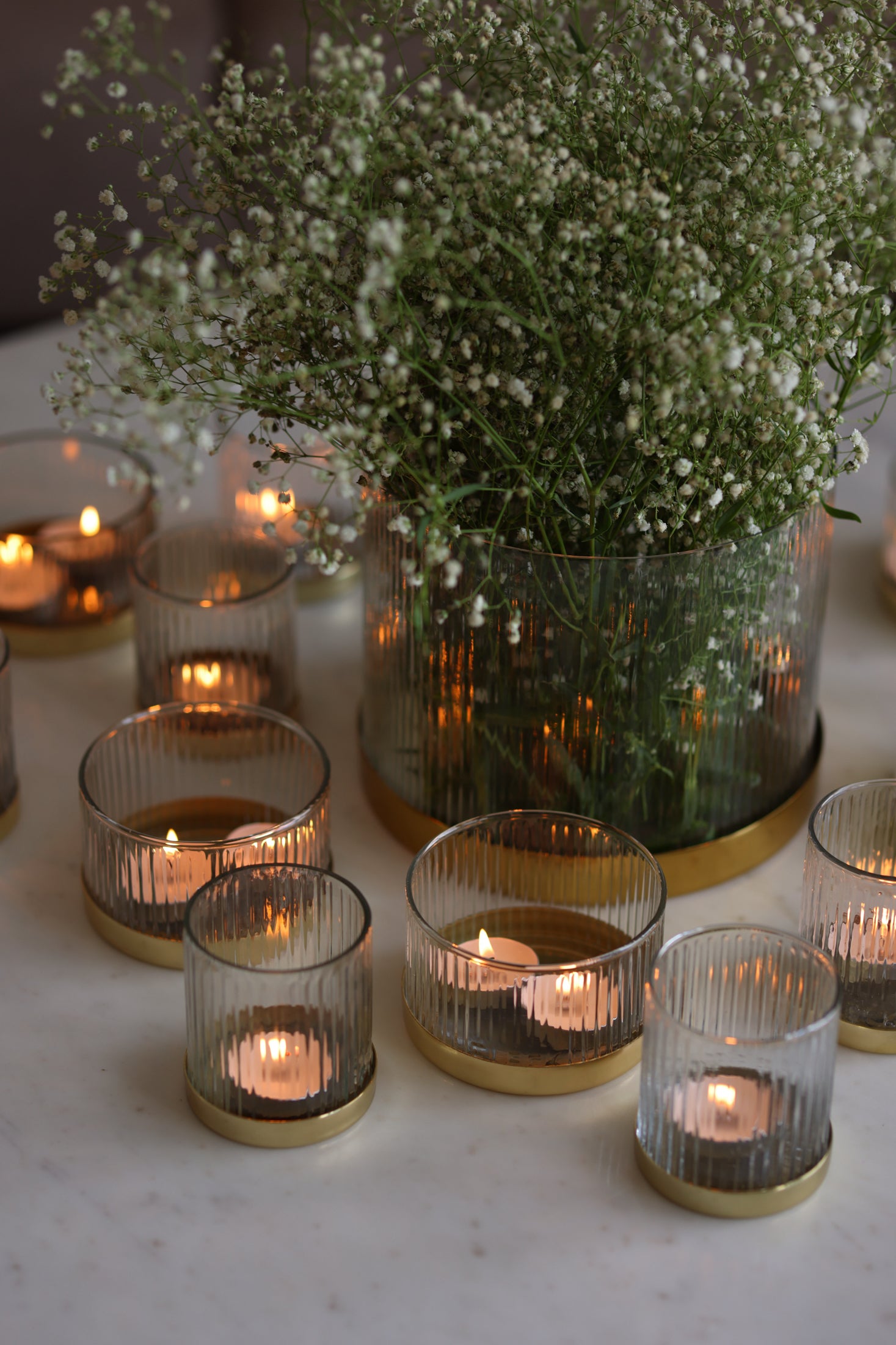 Fluted Glass Vase & Votives Bundle