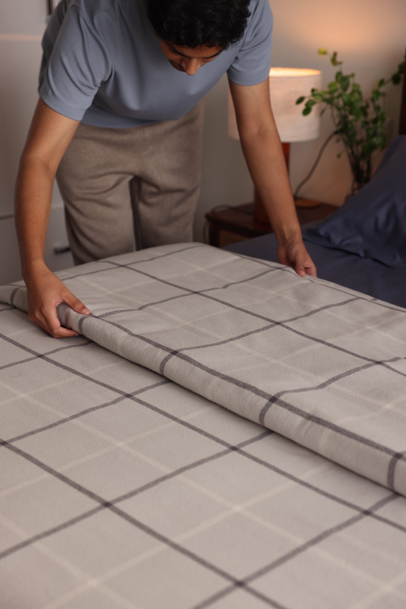 Folding Plaid Brushed Flannel Duvet Cover