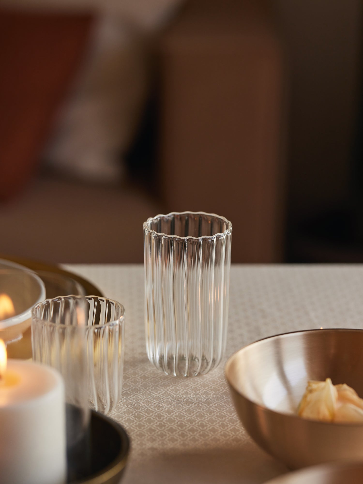 Kira Borosilicate Glass Tall Tumbler in table setting