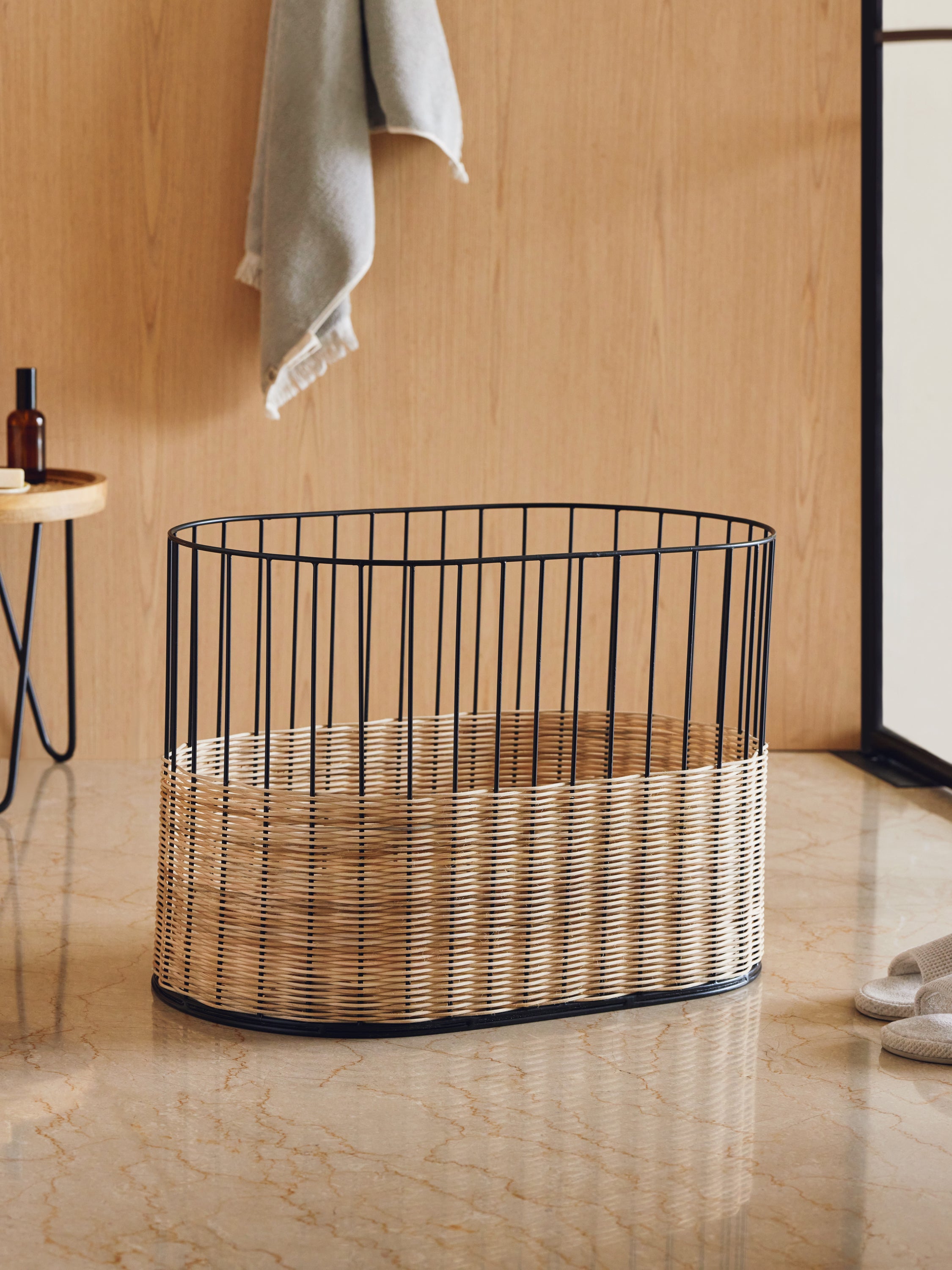 Large rattan basket for laundry room