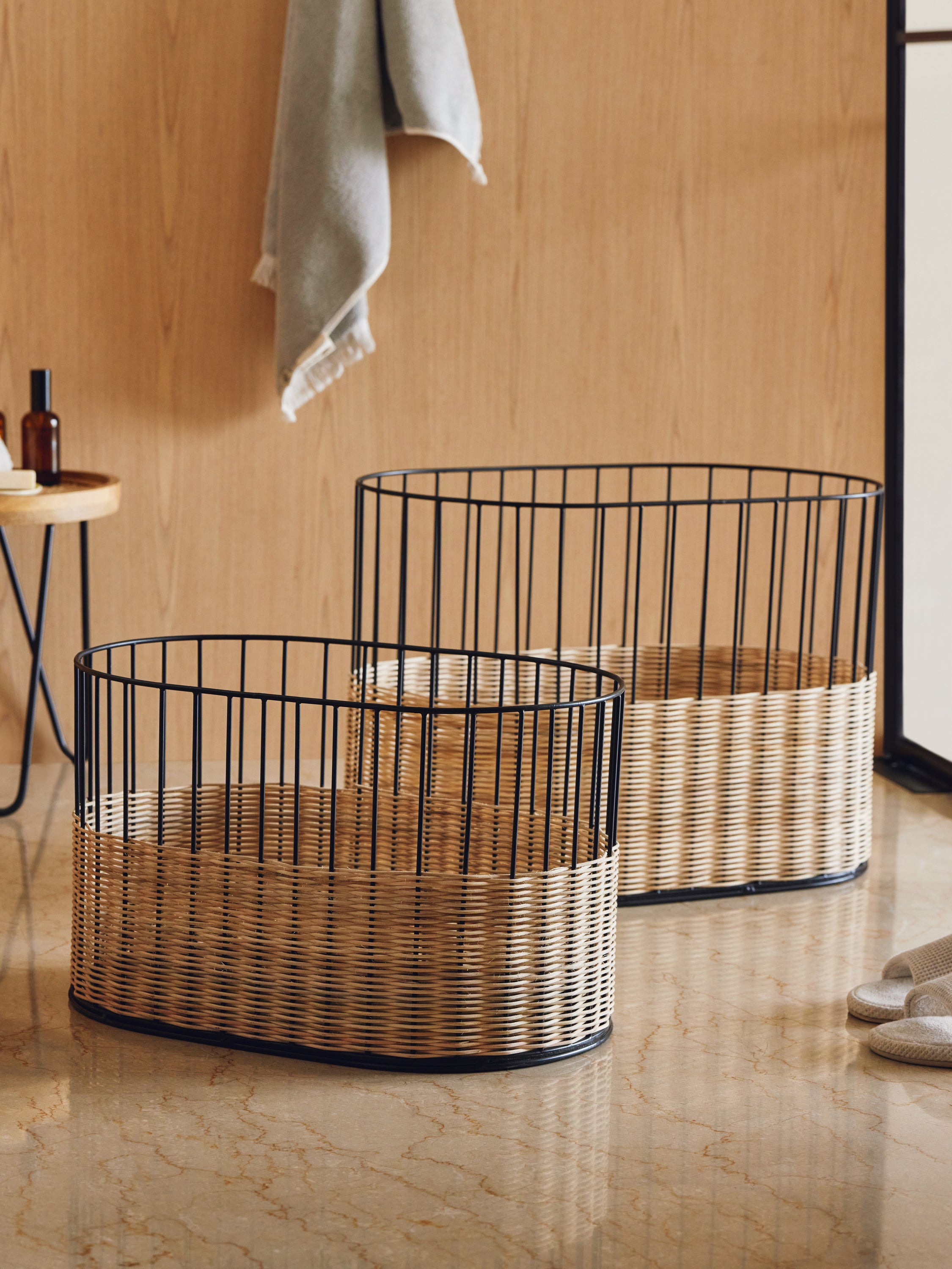 Premium rattan basket for living room, set of 2