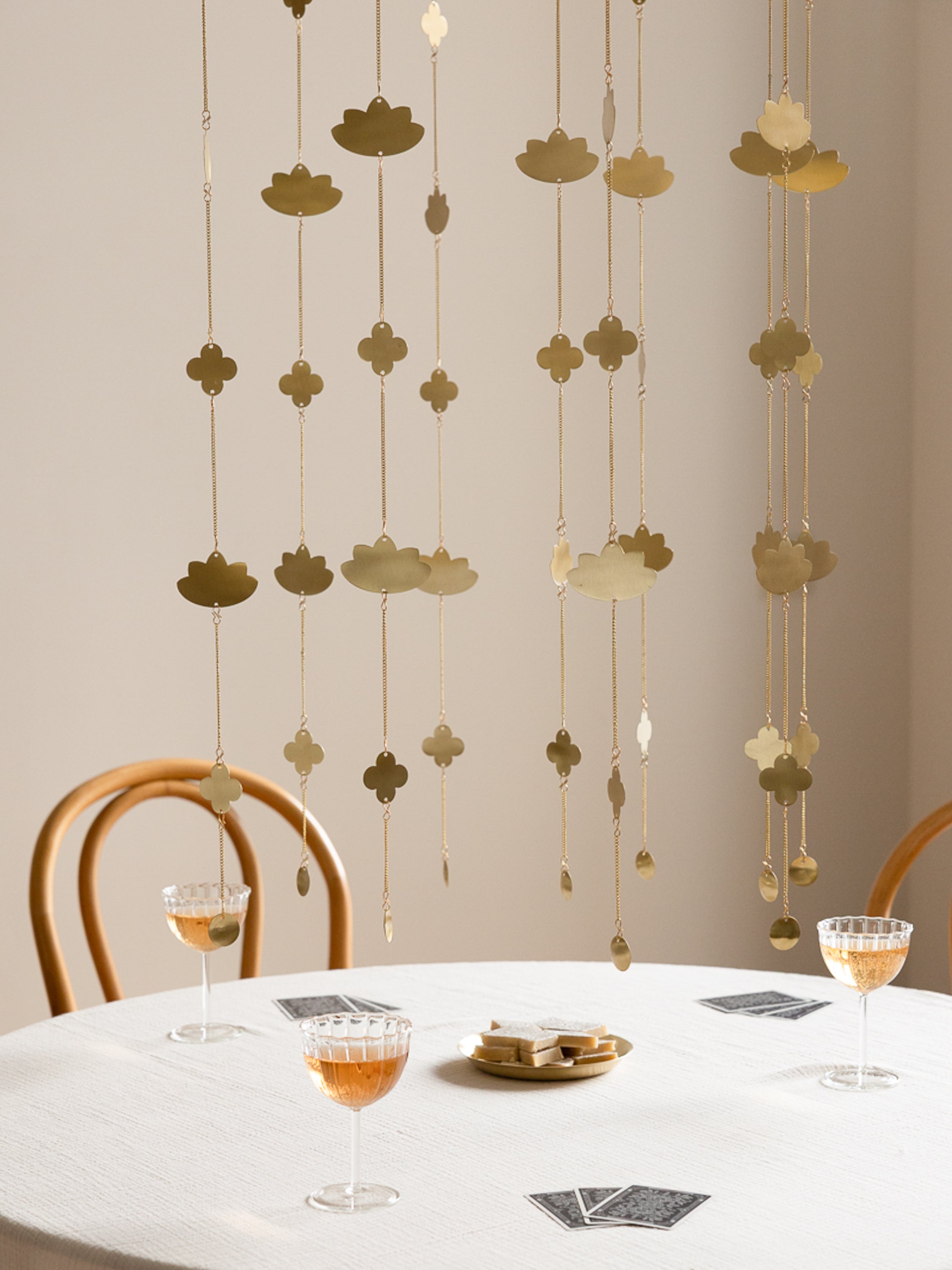 Lotus Brass Hanging Ornaments Set