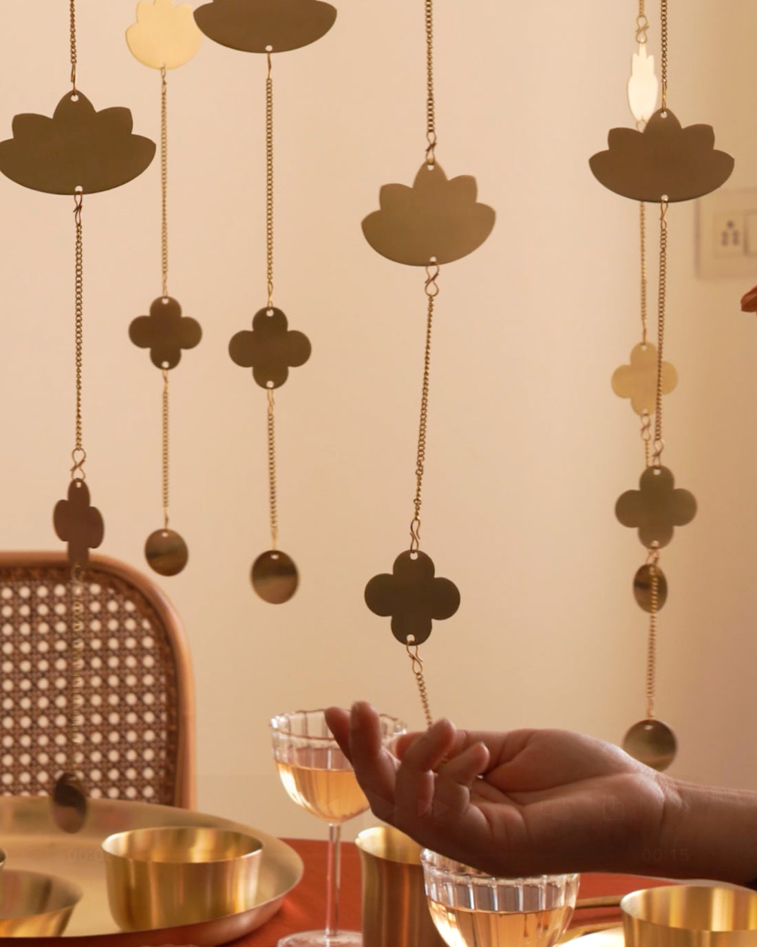 Lotus Brass Hanging Ornaments Set