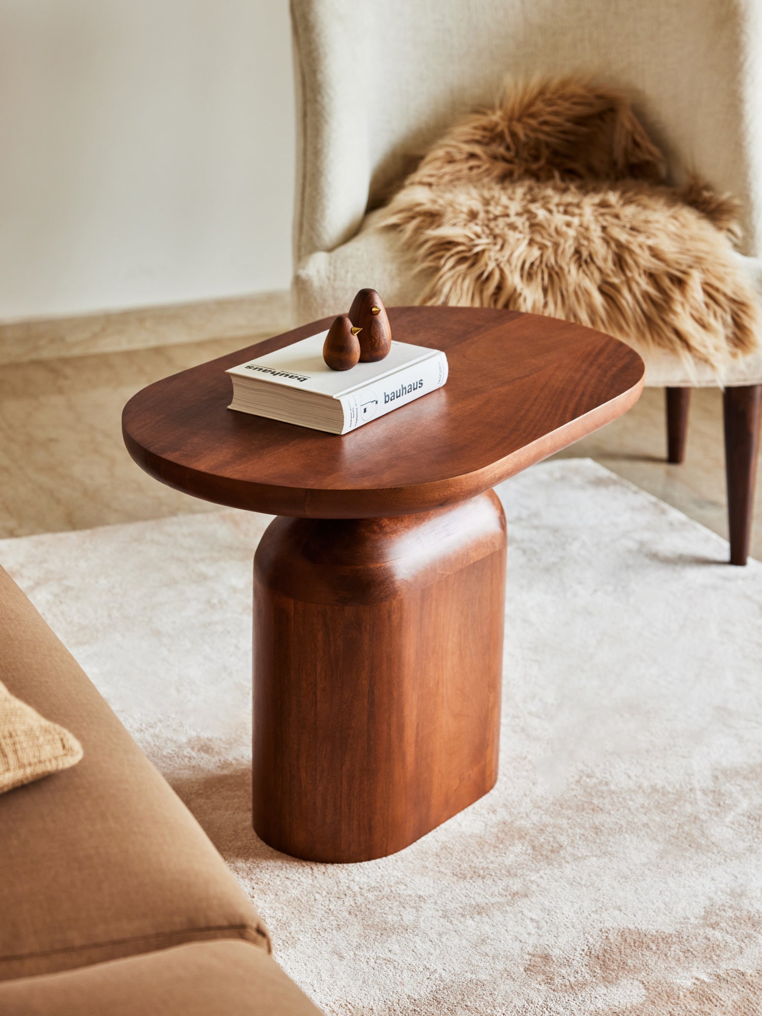 Wooden brown side table for living room