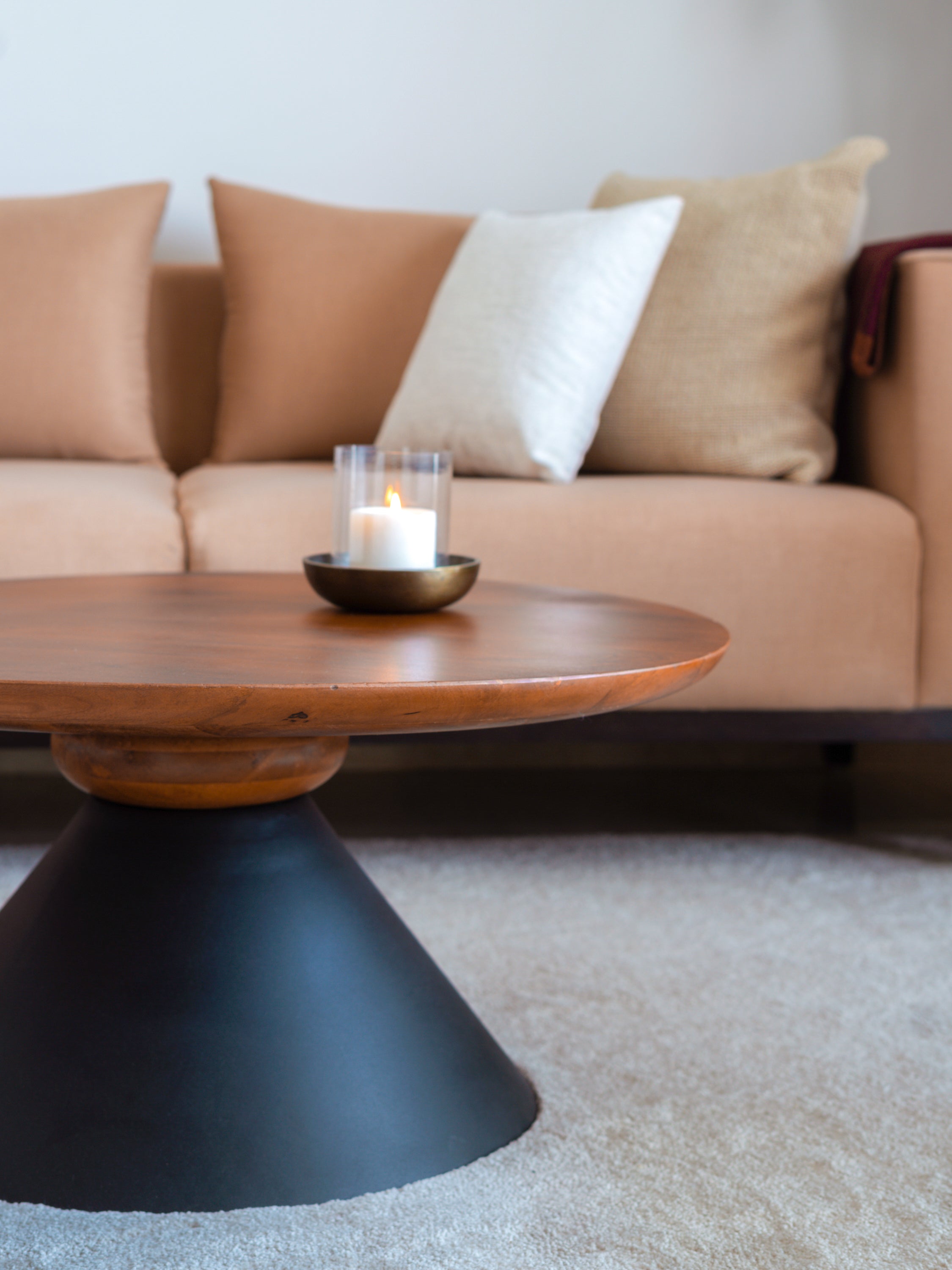 Perisi Center table with wood top for living rooms.