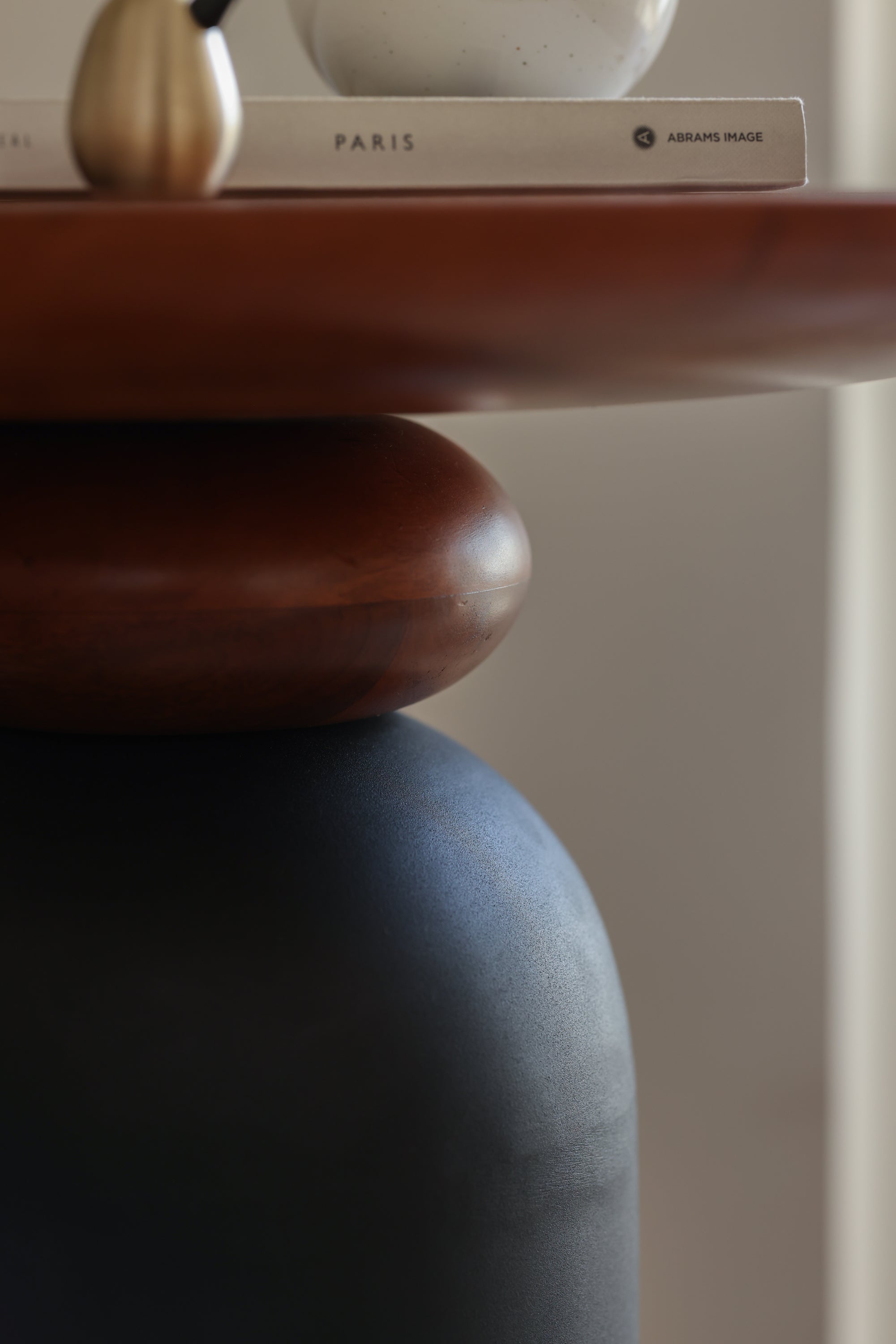 Perisi Side Table with Black Metal base for office.