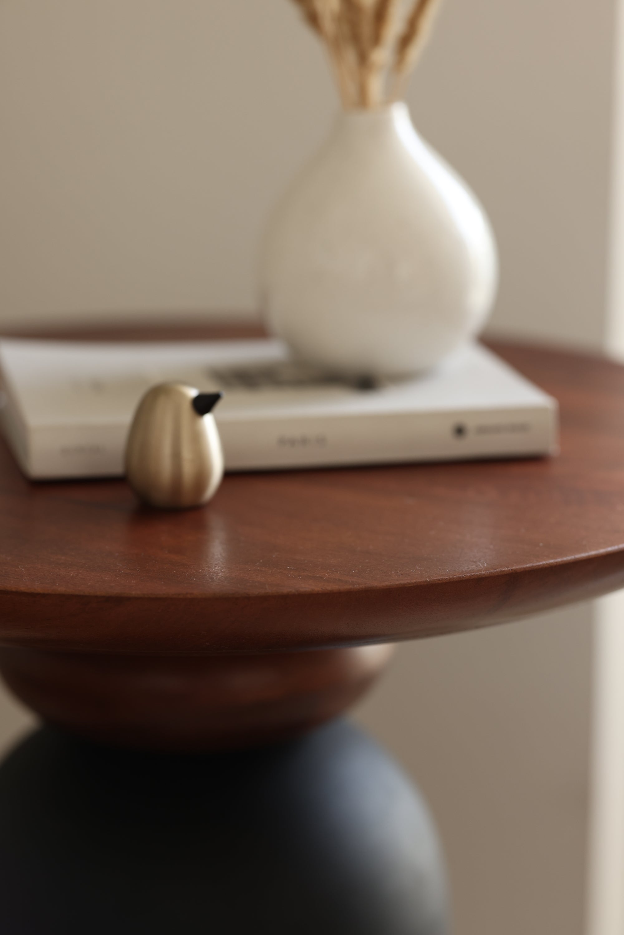 Perisi Side Table with Solid Wood Top for bedroom.