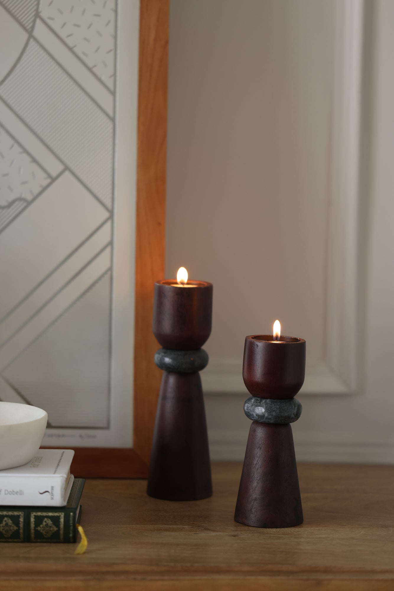 Perisi wood candle holder