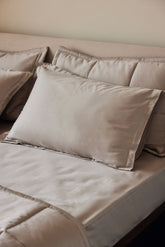 Grey bedsheet for bedroom.