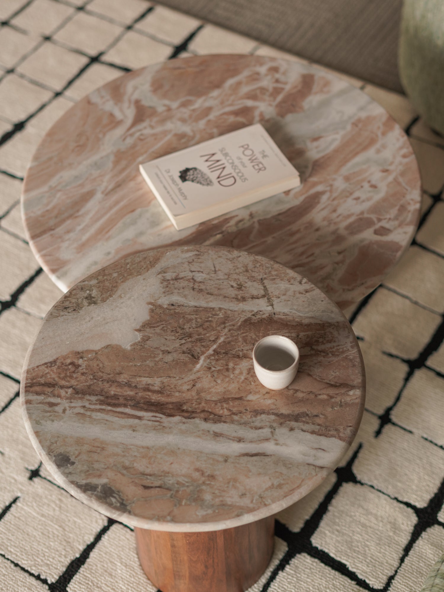 Pillar Tables, Marble & Wood