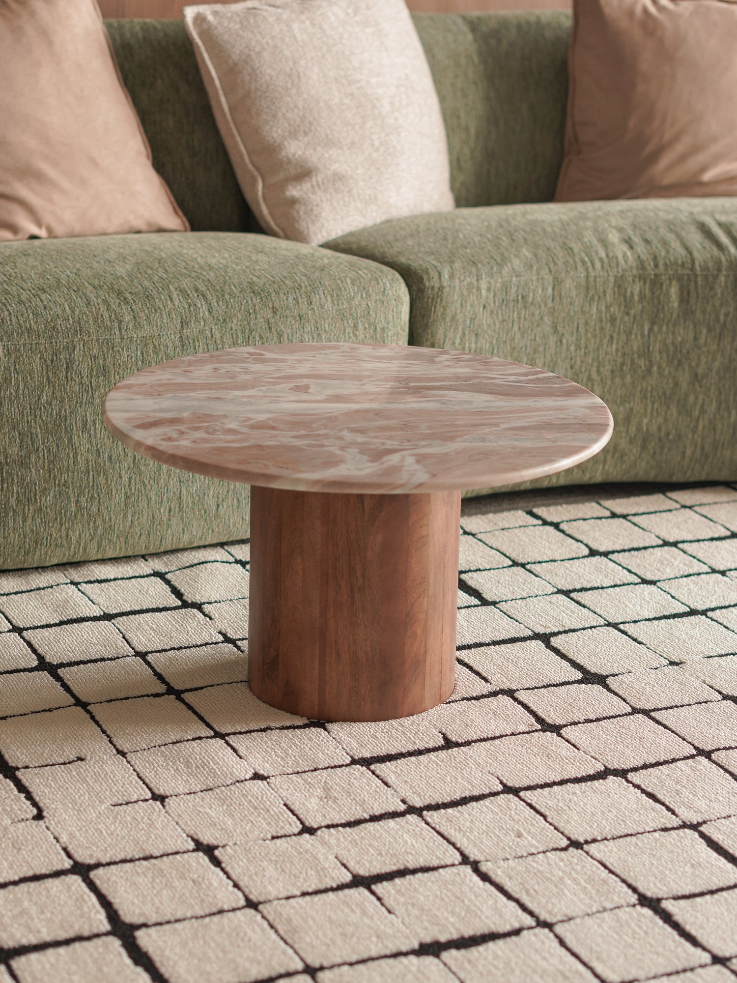 Pillar Tables, Marble & Wood