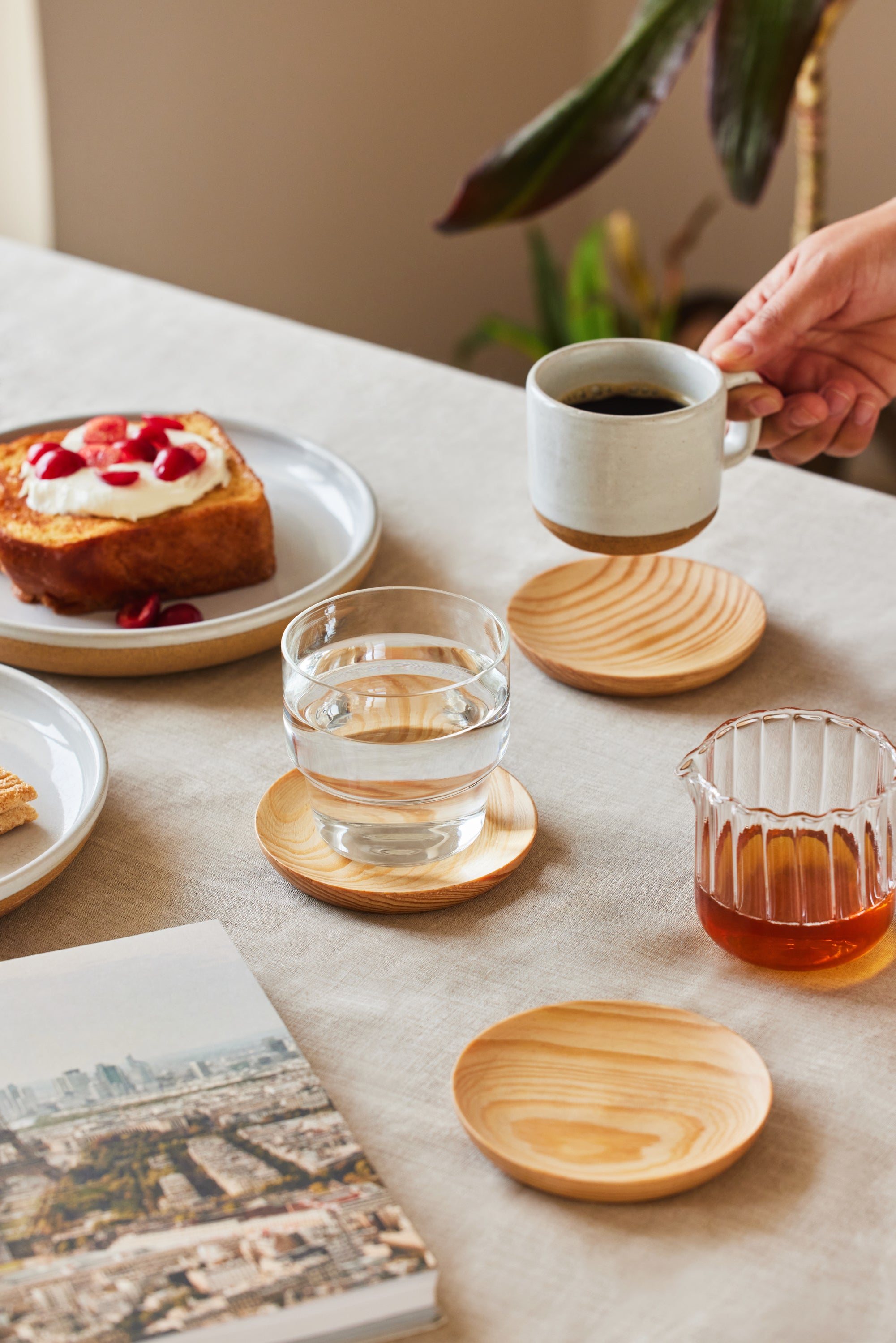 natural wood coasters set