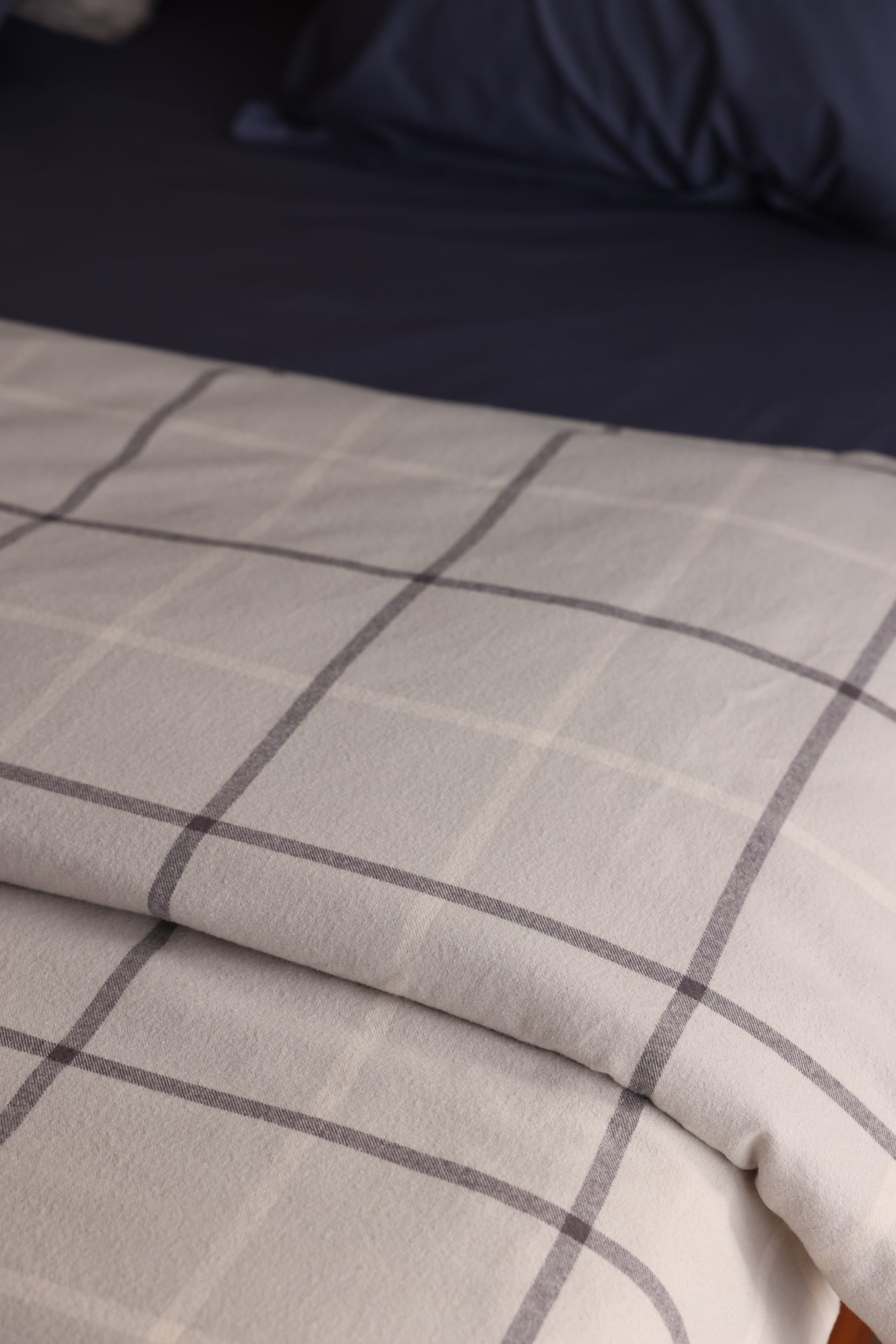Plaid Brushed Flannel Duvet Cover Close Up