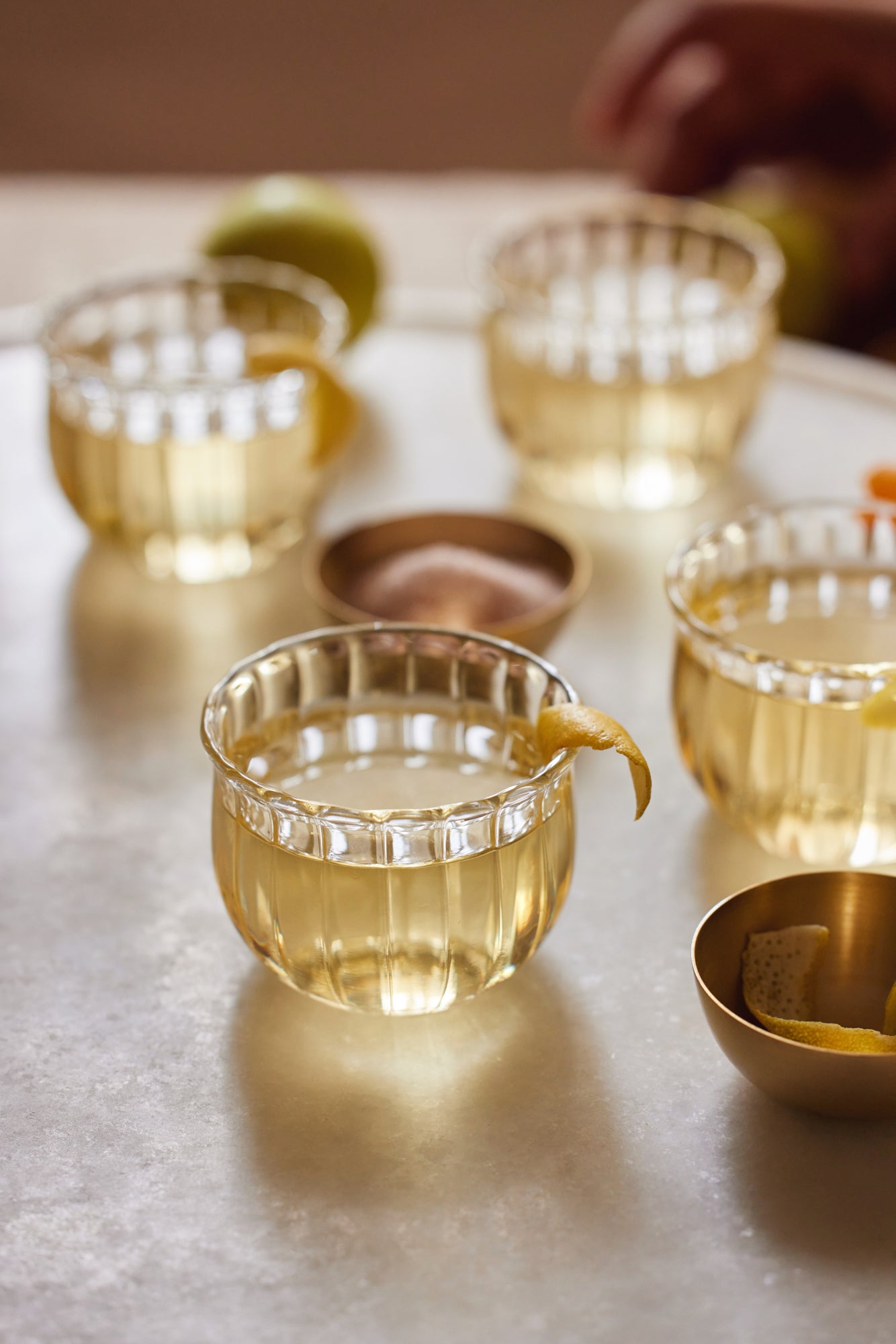 Small glass cups for drinks