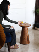 Solid wood conical side table for living room