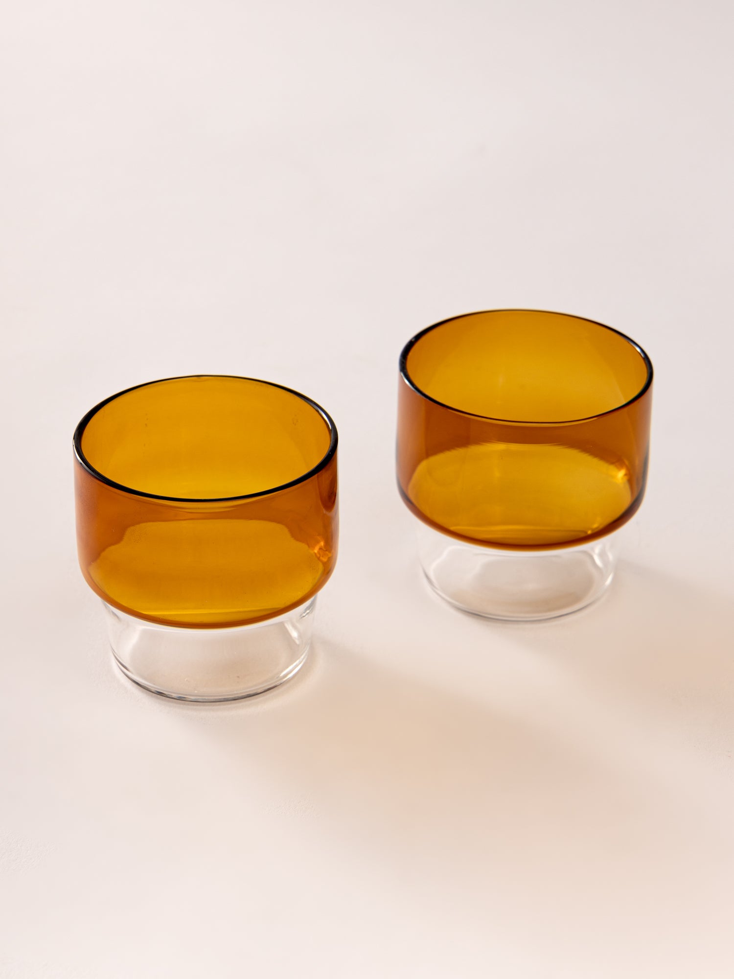 Amber drinking glasses set.