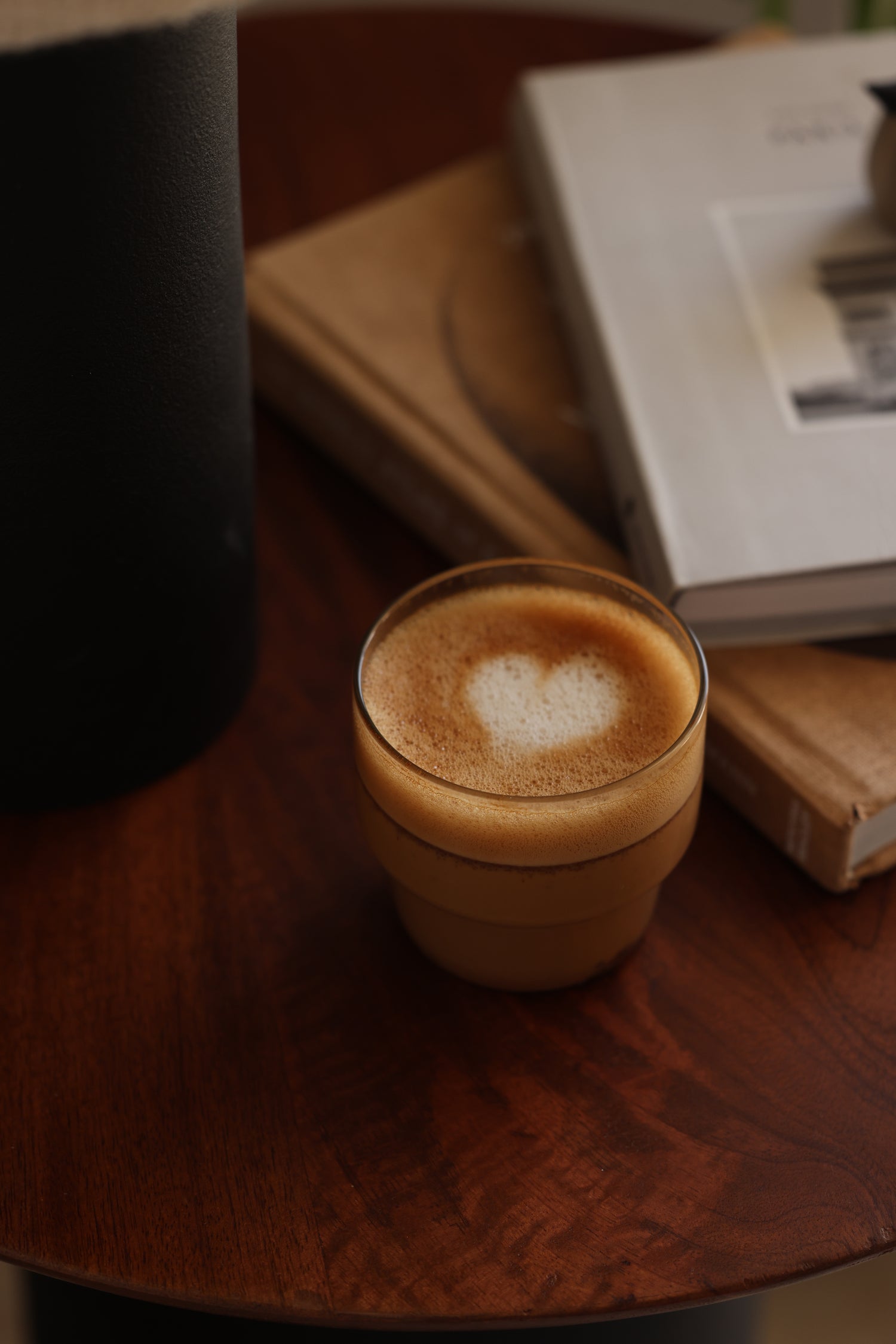 Stackable Glass Tumbler With Coffee