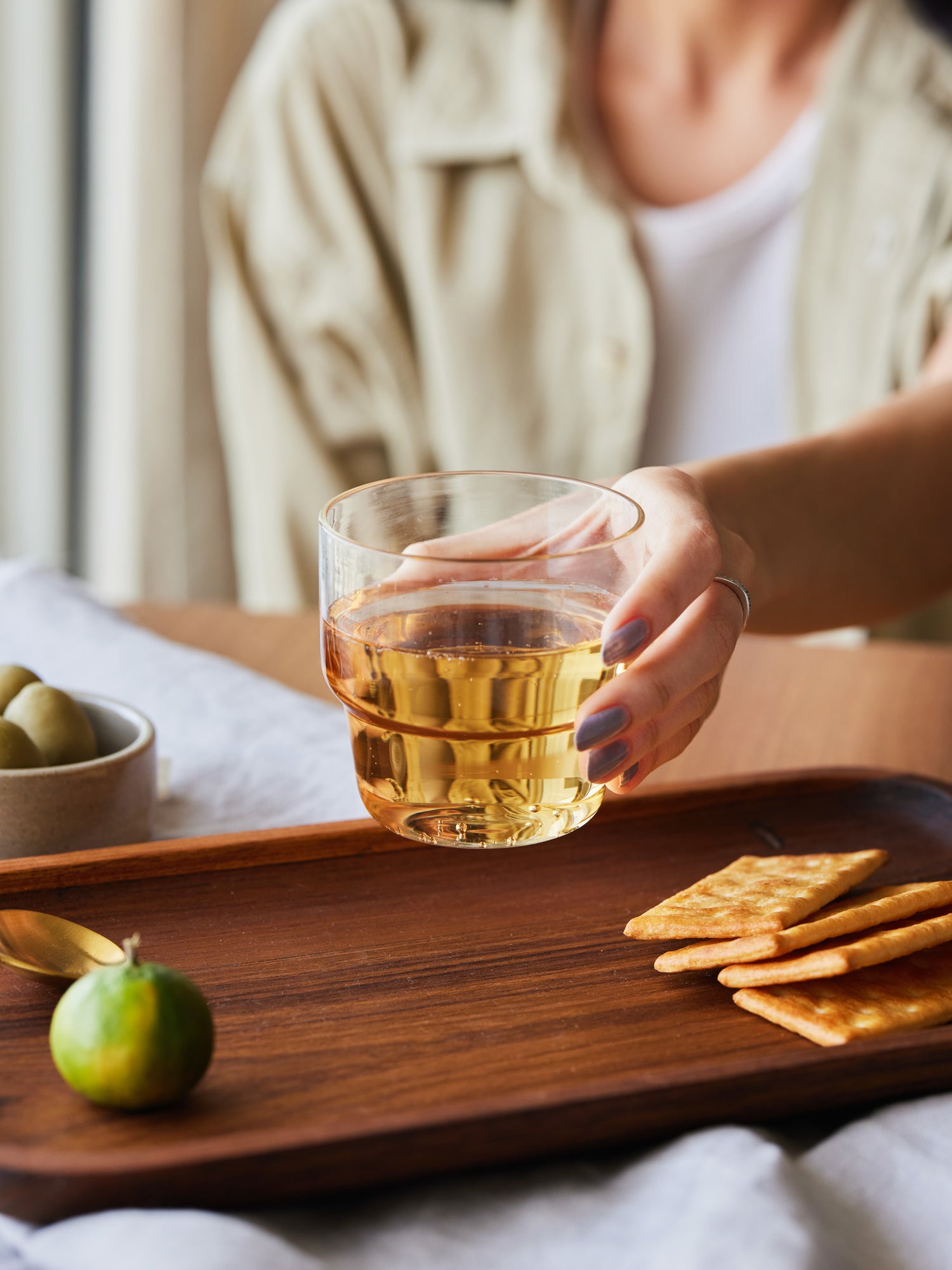 Stackable Glass Tumbler in hand