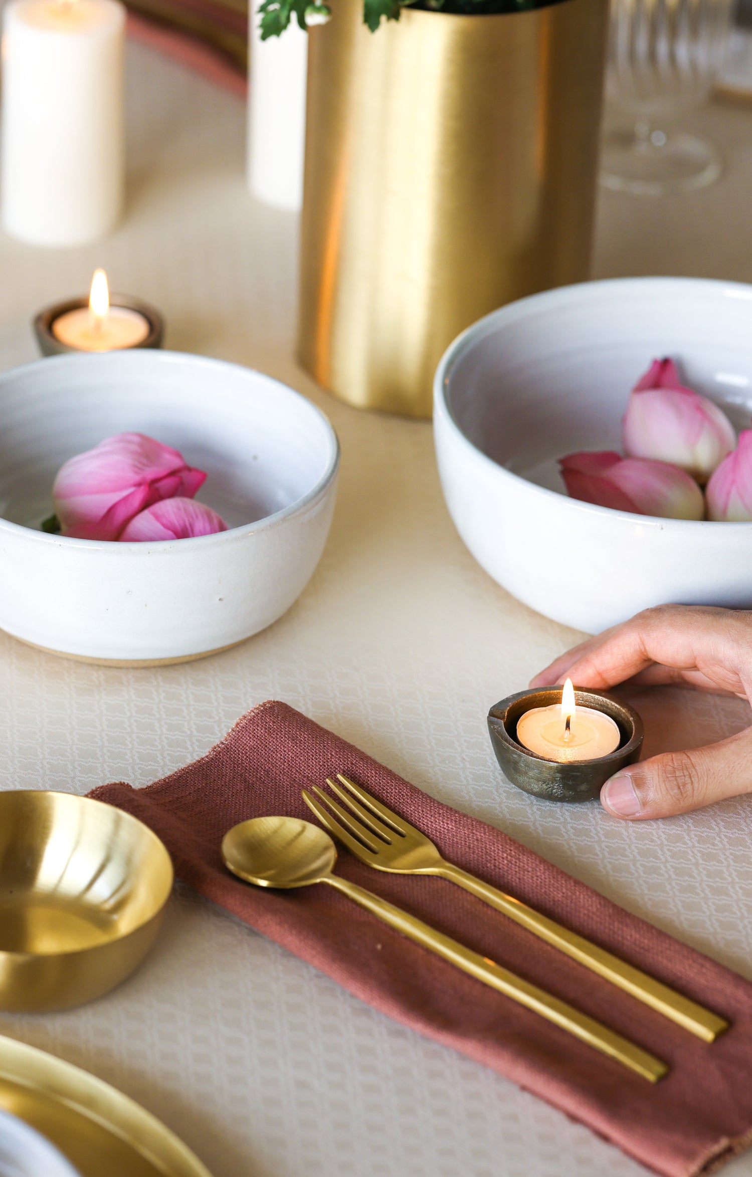 Umbra Tealight Holders being placed