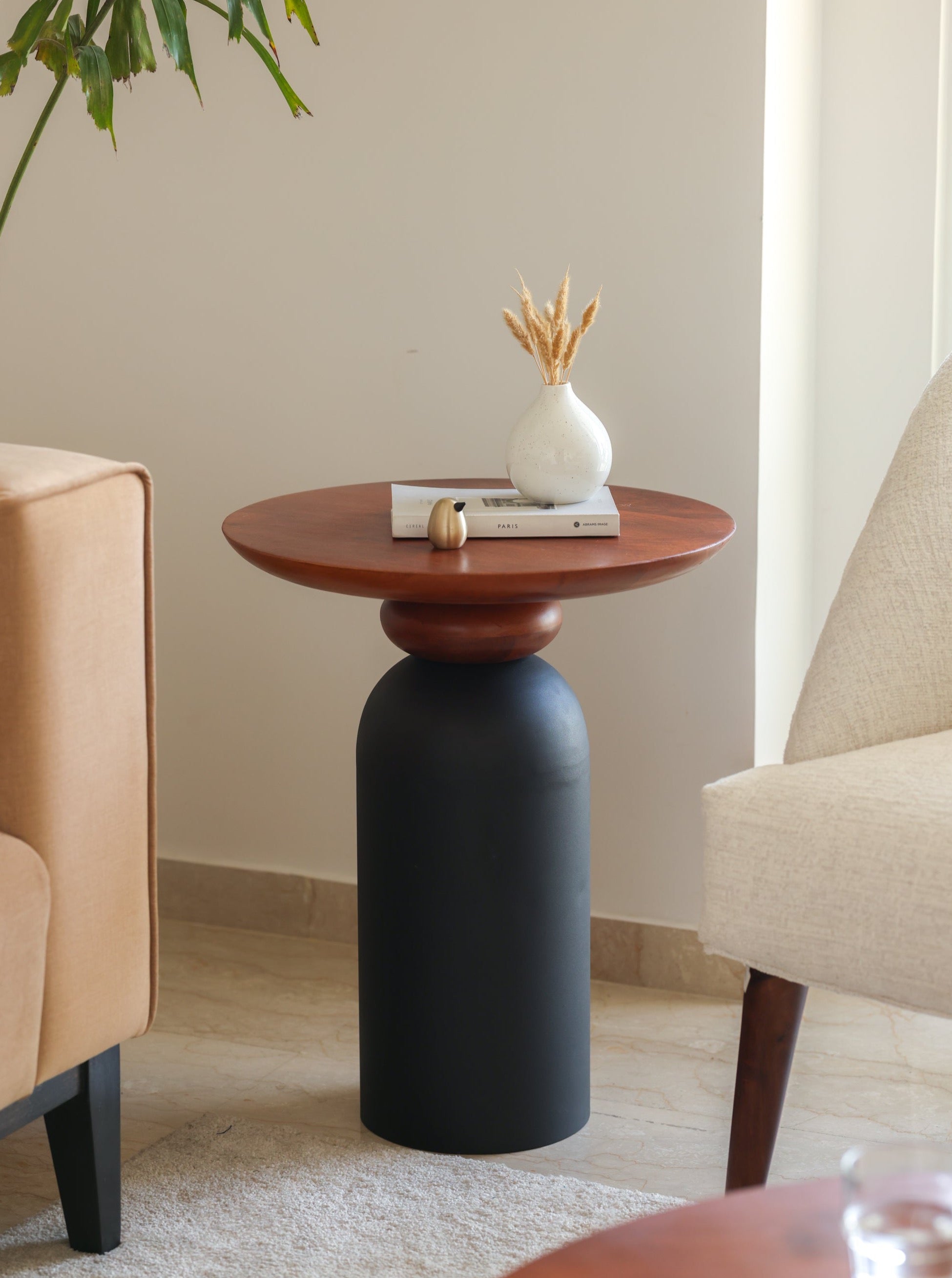 Wood & Metal Perisi Side Table for living room.