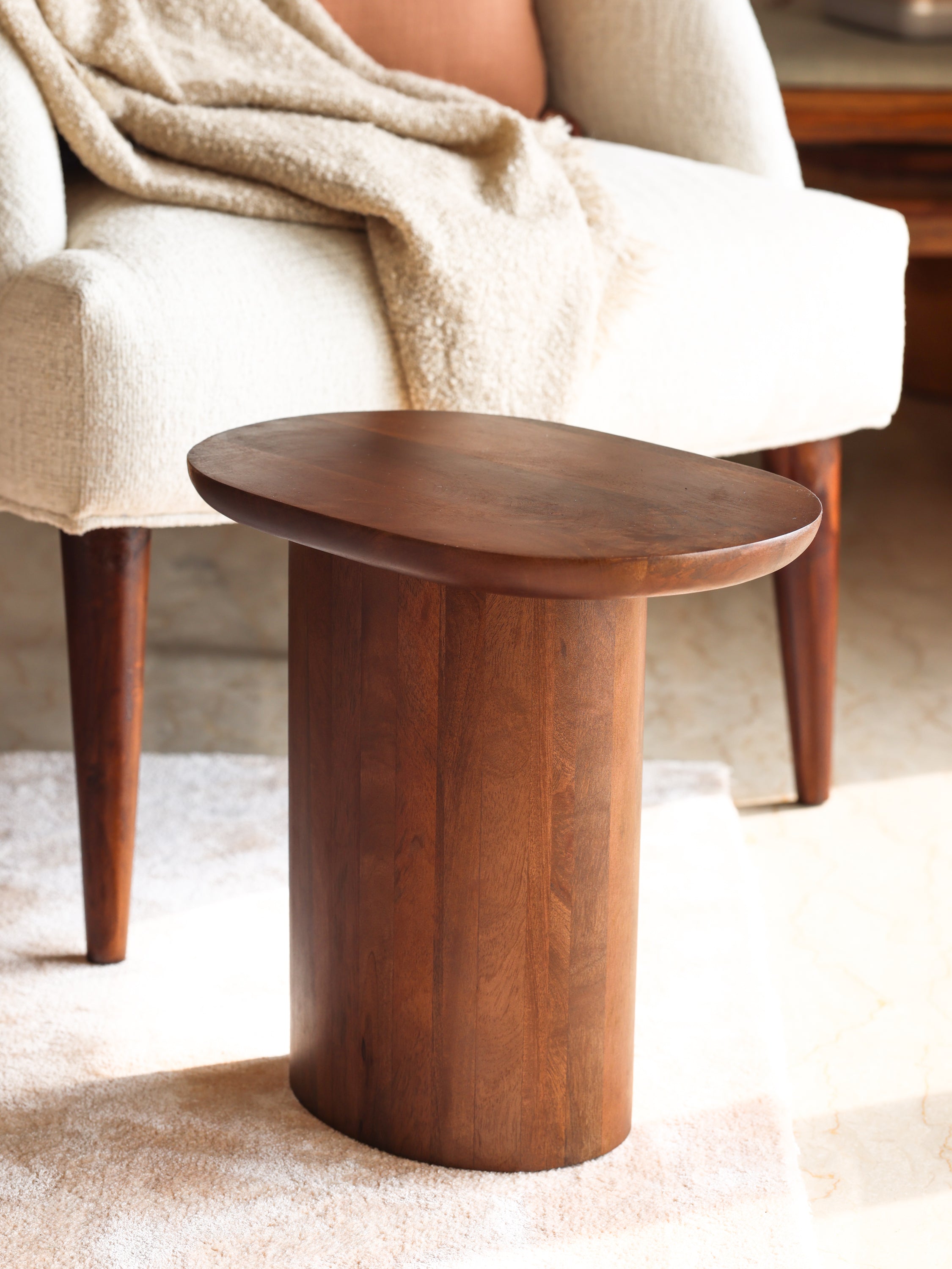 Small brown tables set