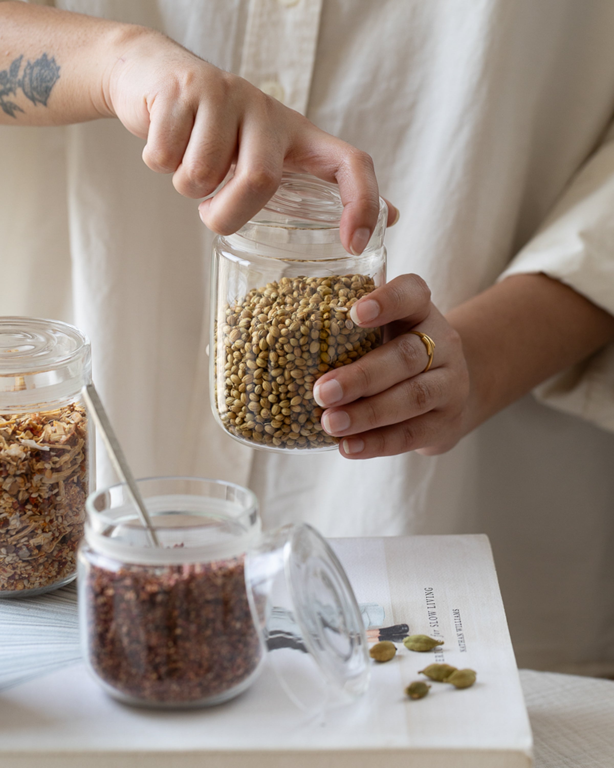 Klar Storage Borosilicate Glass Jars, Set of 6