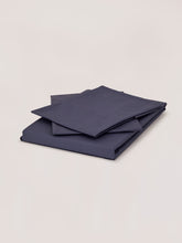 Blue bedsheet with pillowcase.