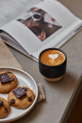 Black cups for coffee.