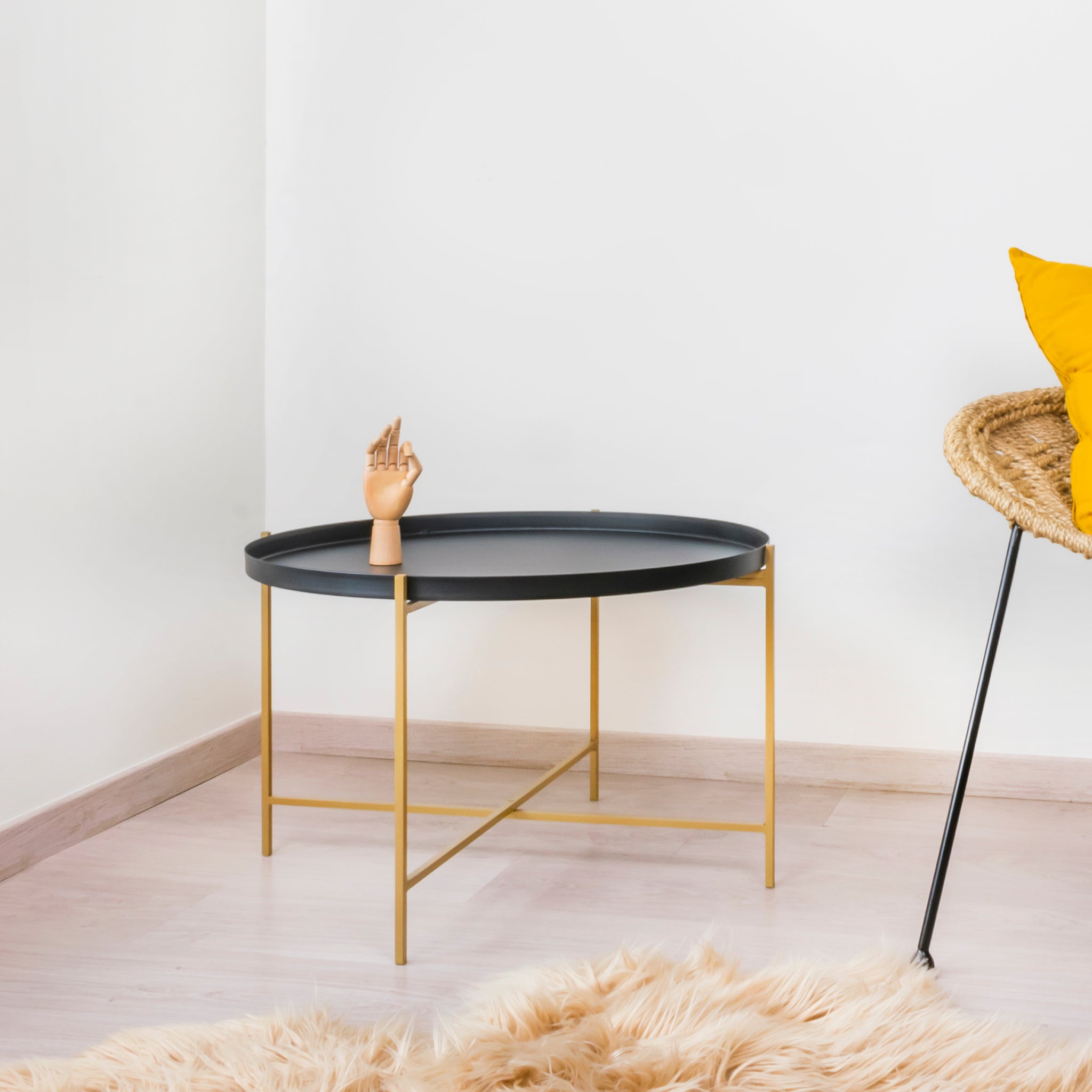 Black table for living room or sitting area.