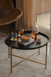 Black matt centre table for living room