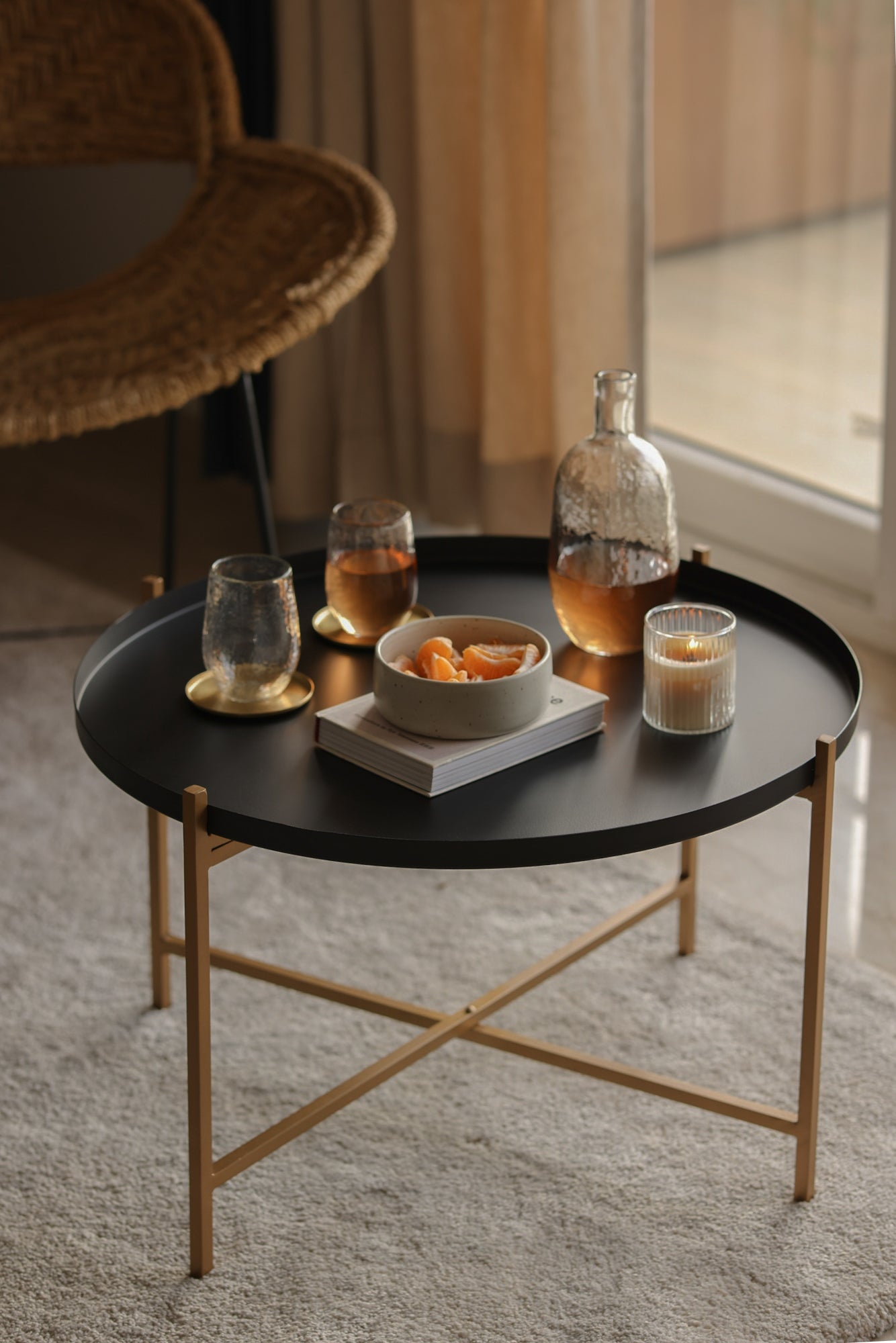 Black matt centre table for living room