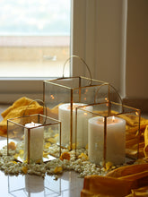 Clear Glass & Brass Lanterns with a Handle Decorated