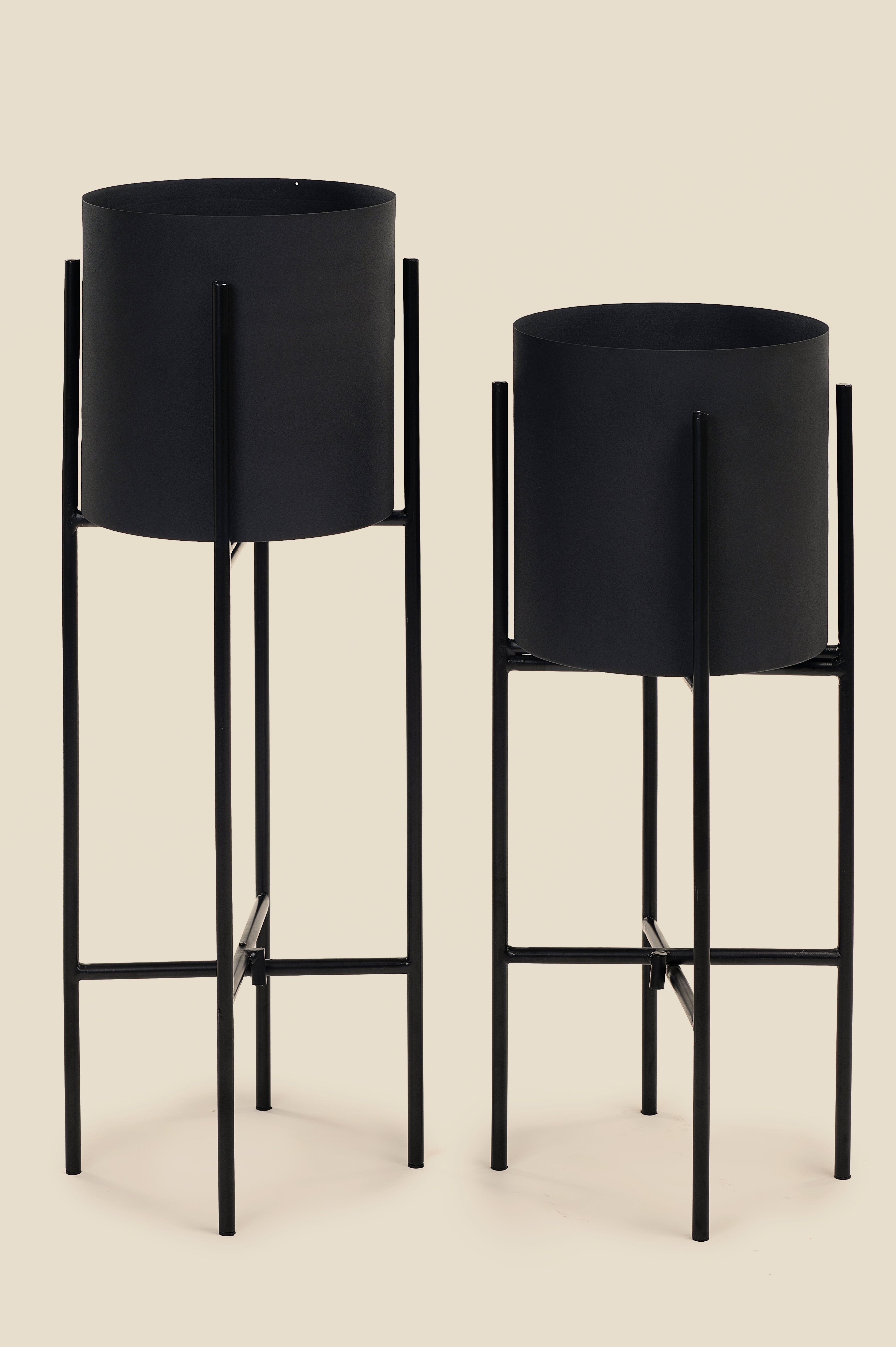 Black indoor planter for home decor.