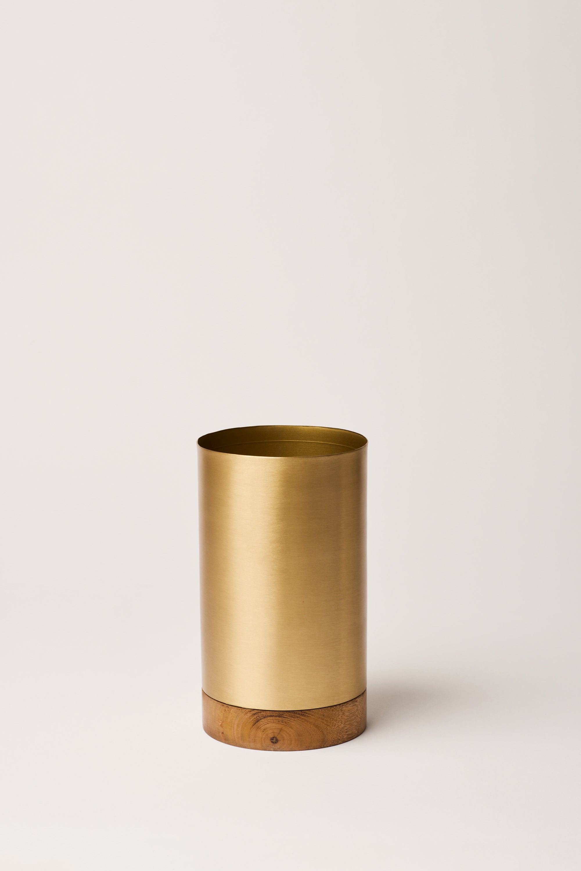 Unique Brass and wood Vase for flowers.