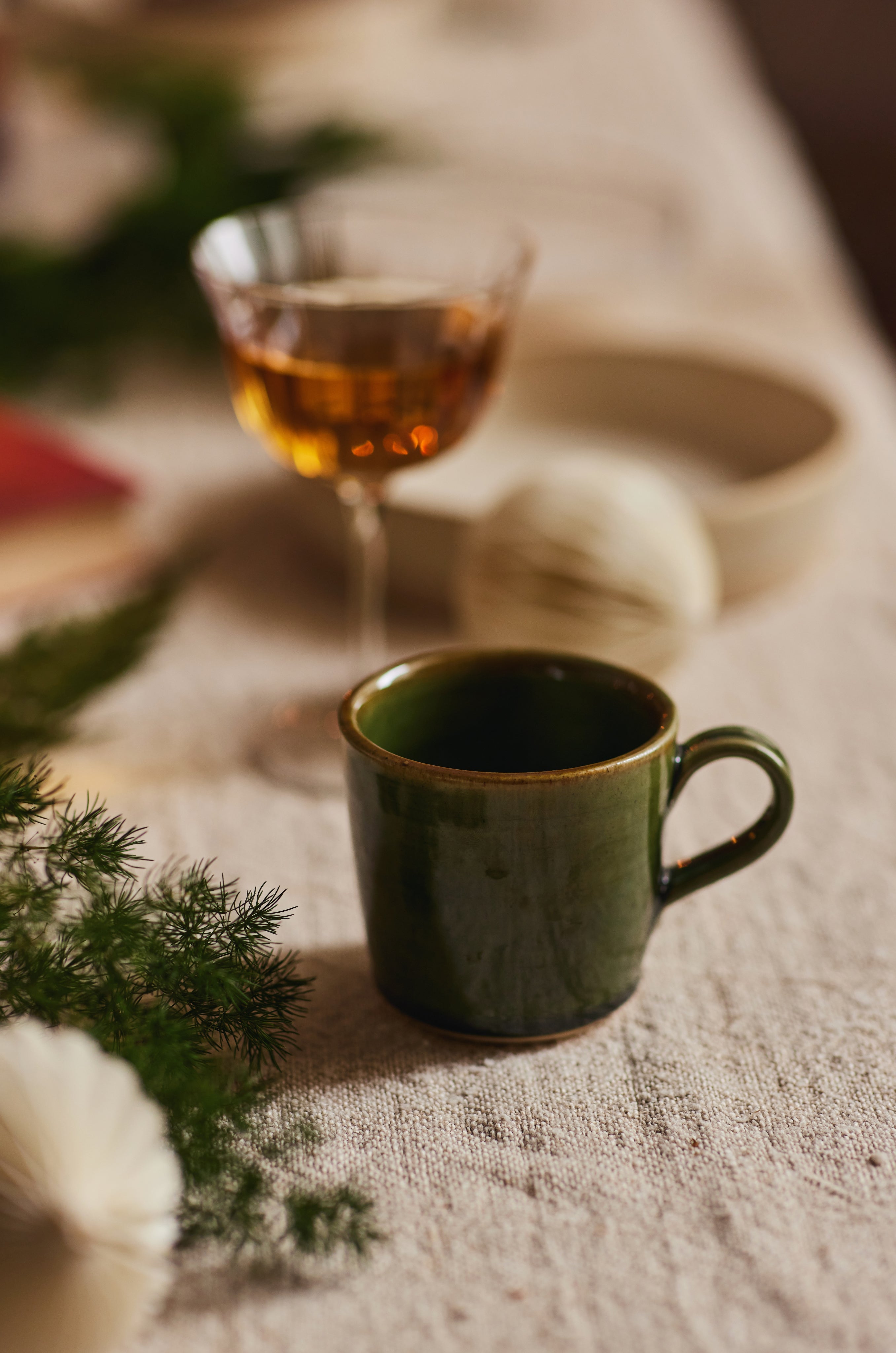 green ceramic Coffee mugs by fleck