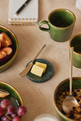 Green Marble Butter Serving Dish - Fleck