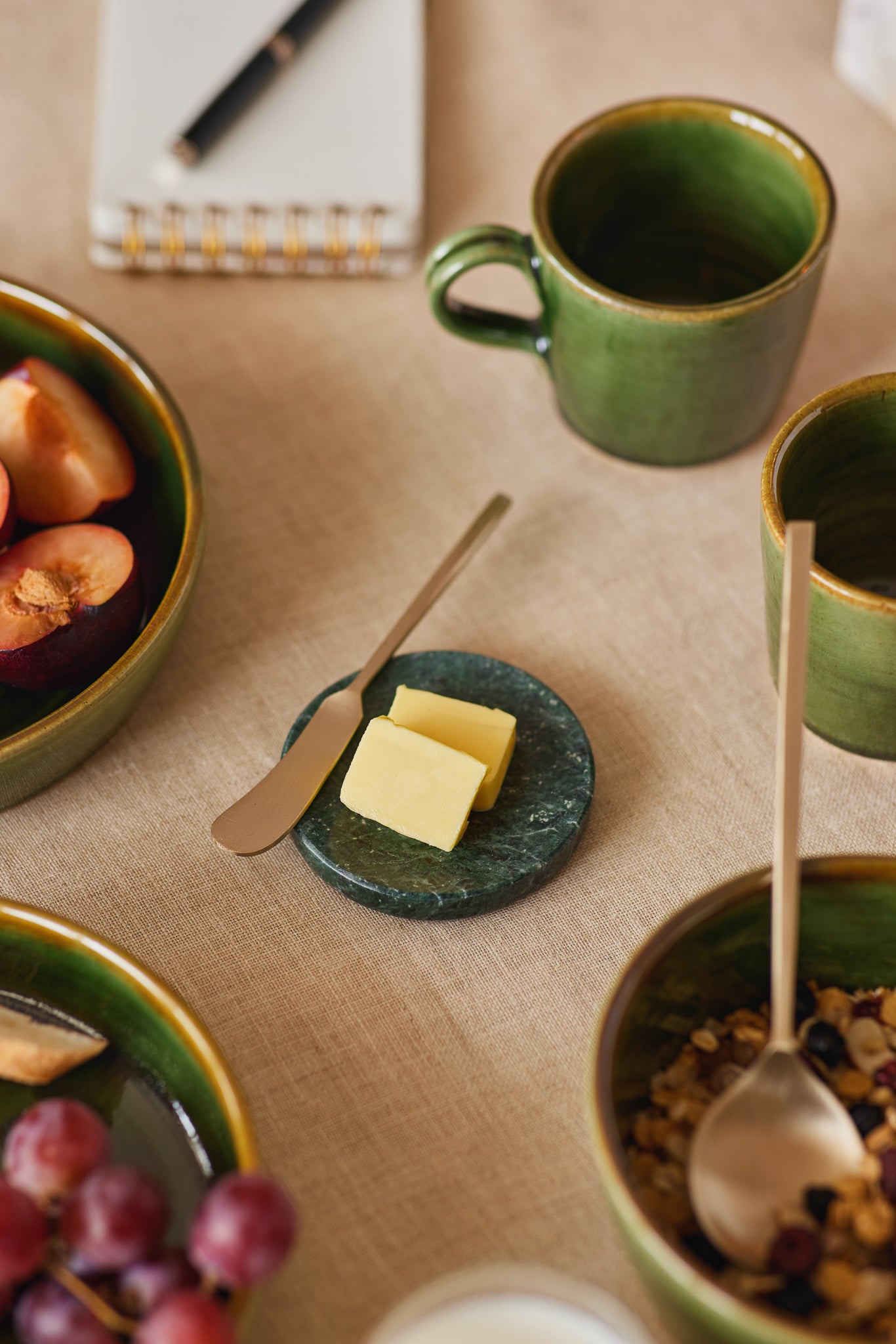 Green Marble Butter Serving Dish - Fleck