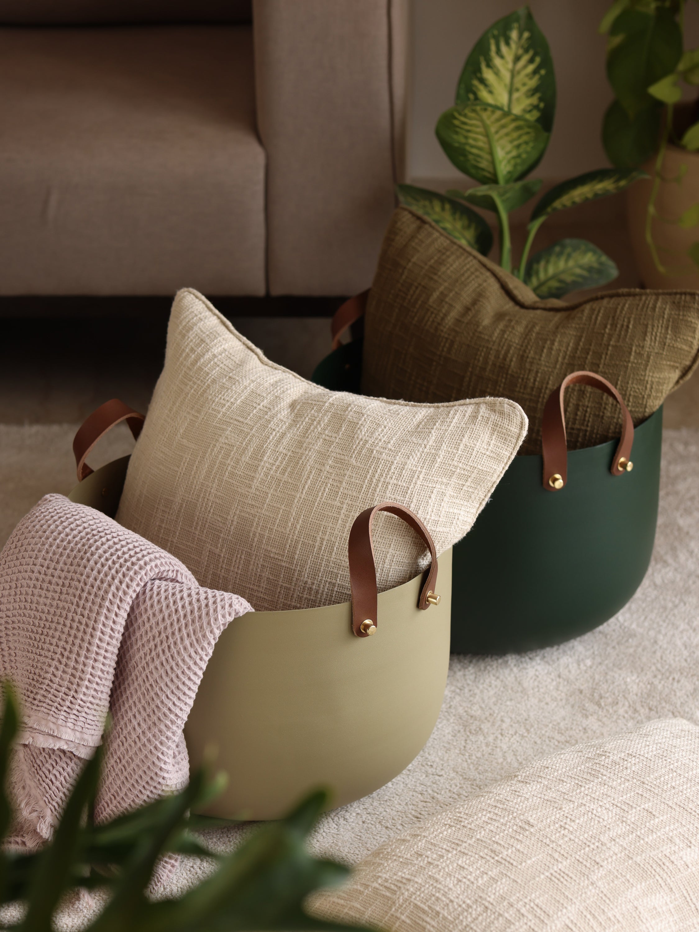 Round Basket - Sand, Large - Fleck