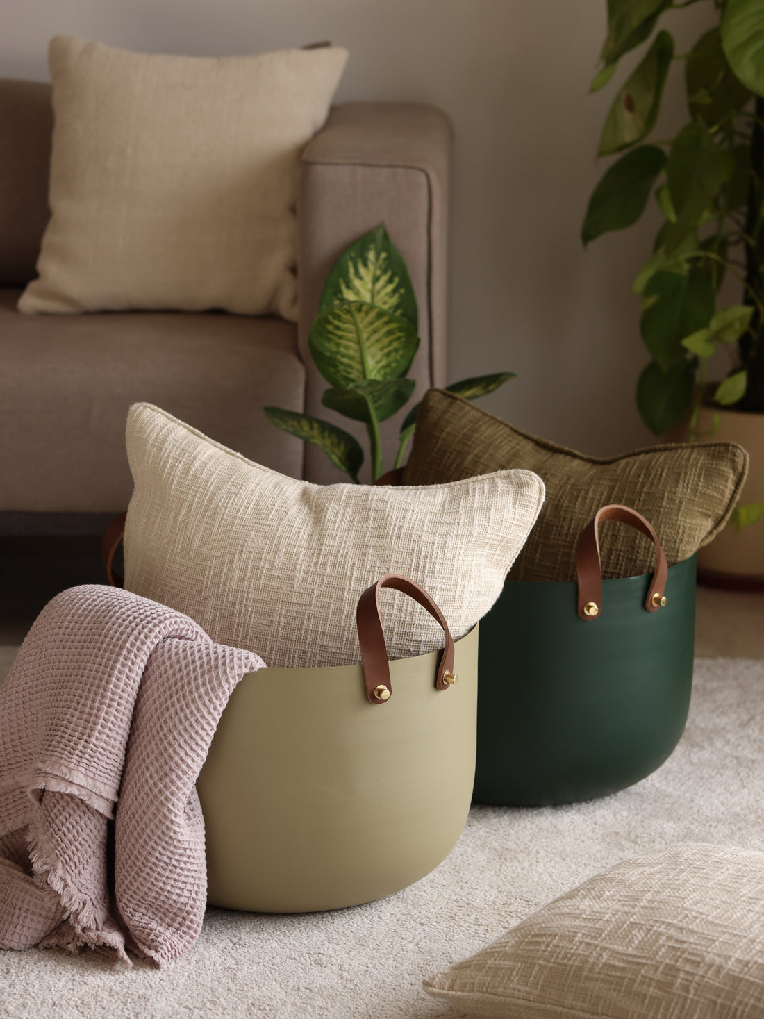 Round Basket - Forest Green, Large - Fleck